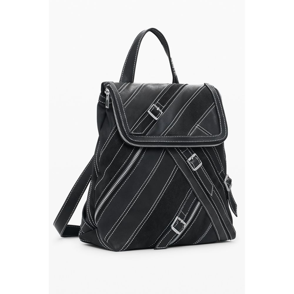 Desigual Black Polyurethane Women Backpack | Regal Royce