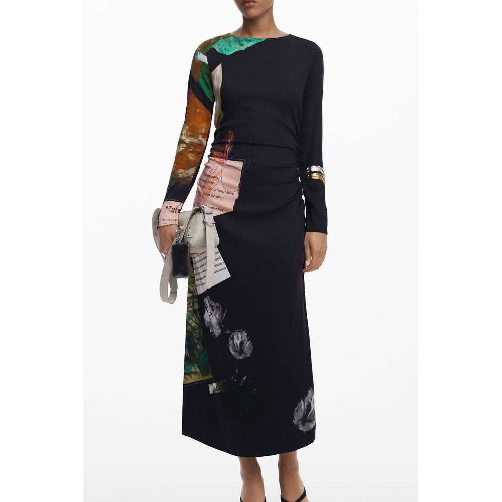 Desigual Black Viscose Women Dress | Regal Royce