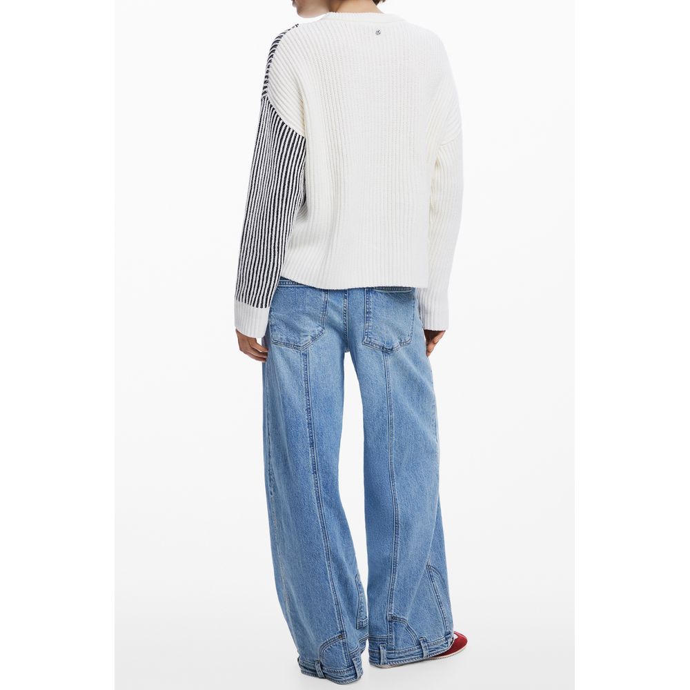 Desigual Bianco Cotton Women Sweater | Regal Royce