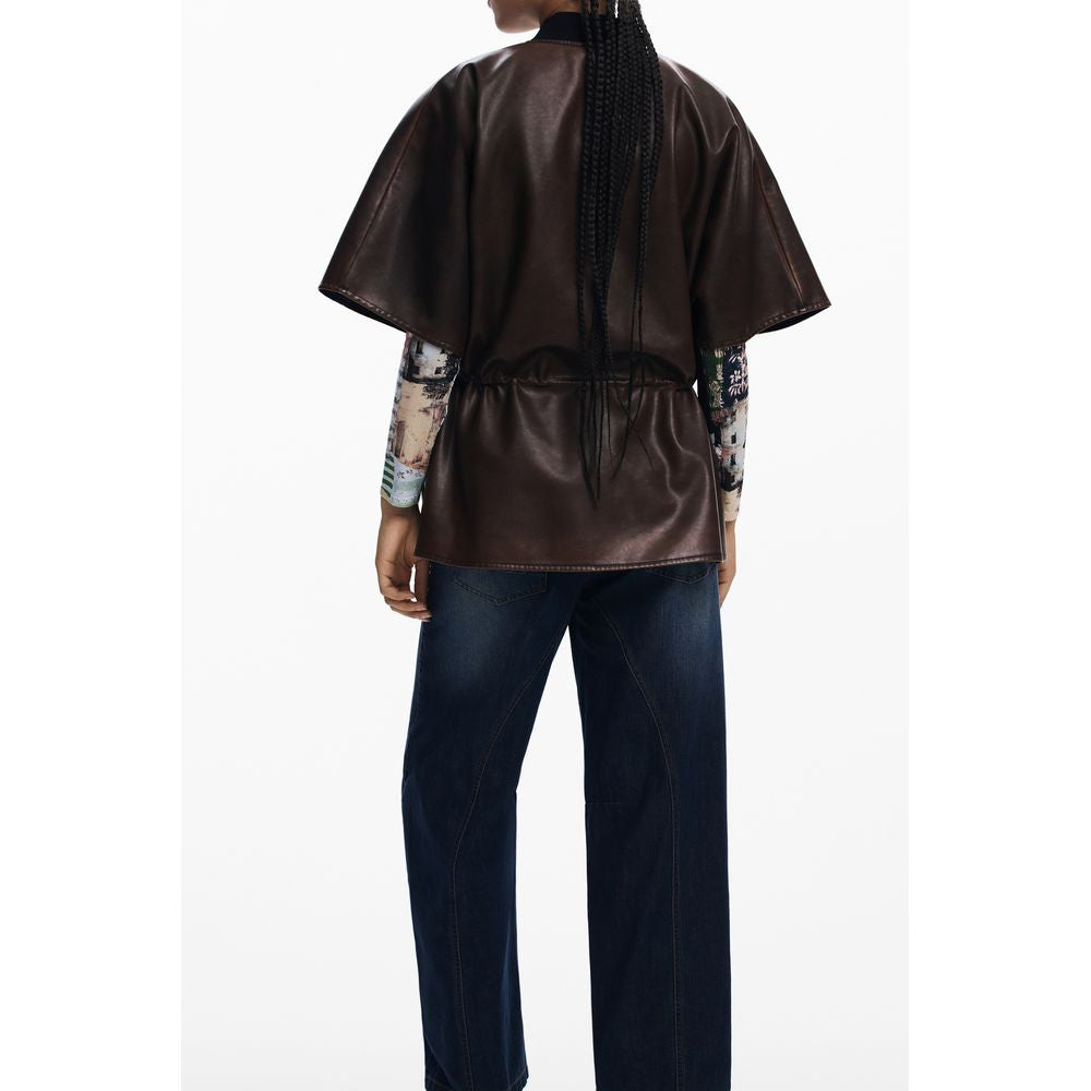 Desigual Brown Polyethylene Women Poncho