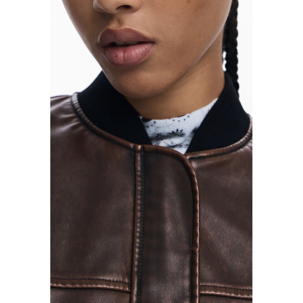 Desigual Burgundy Polyurethane Women Poncho | Regal Royce