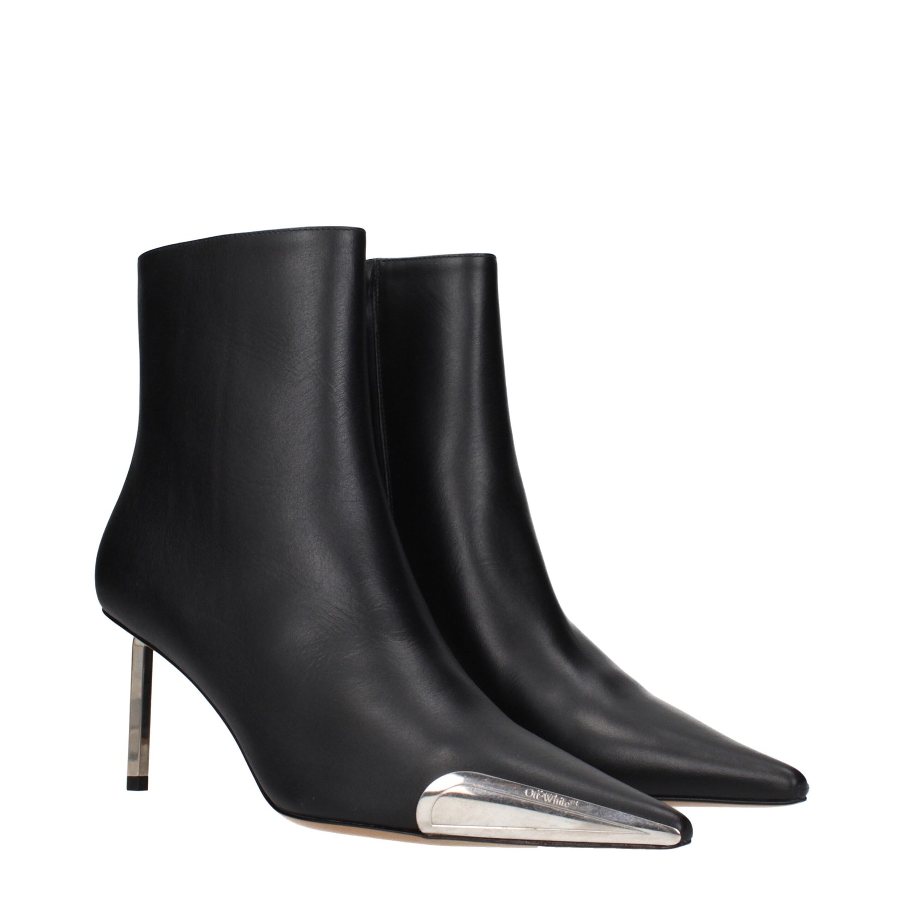Off-White Black Leather Ankle Boots | Regal Royce