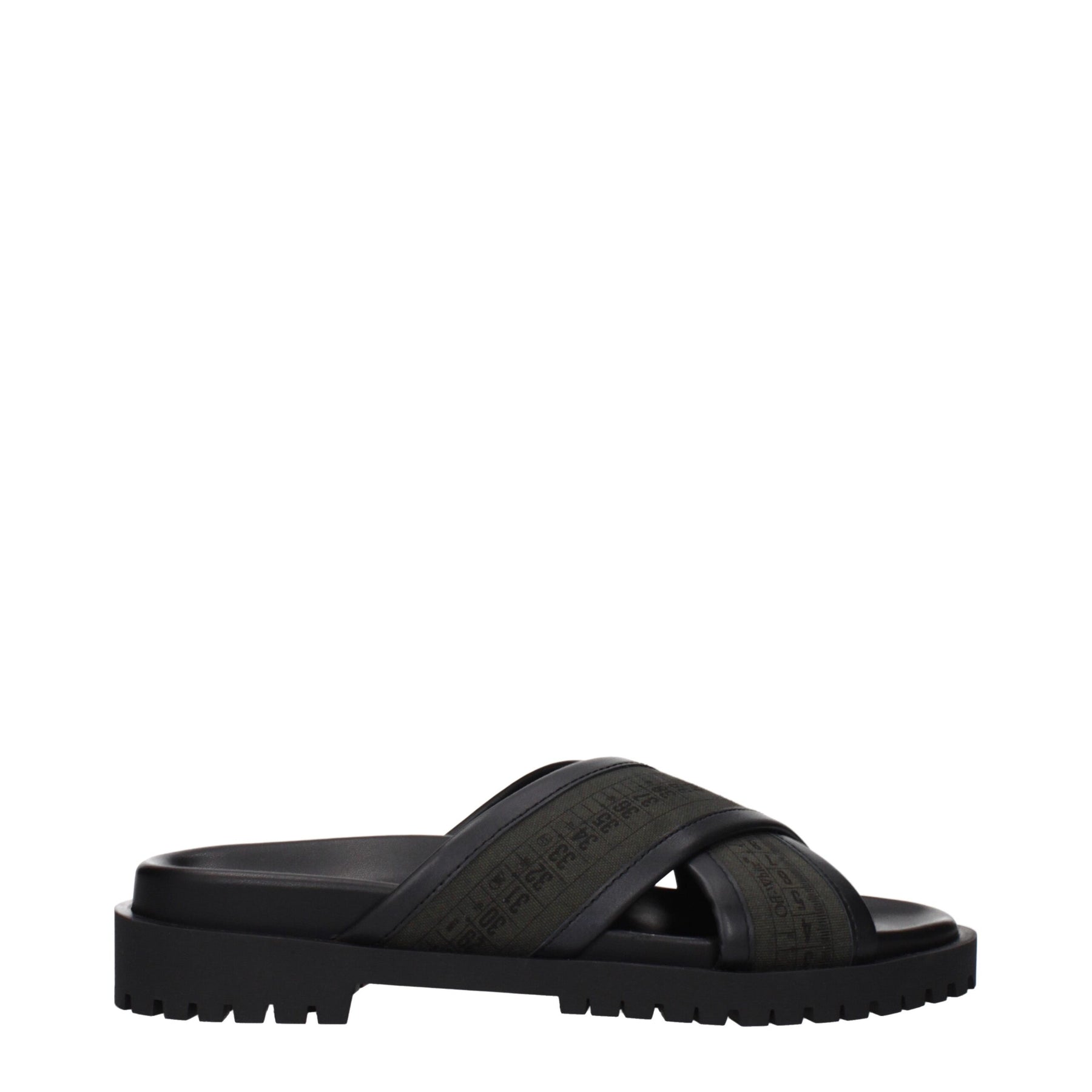 Off-White Green Fabric Flat Sandals | Regal Royce