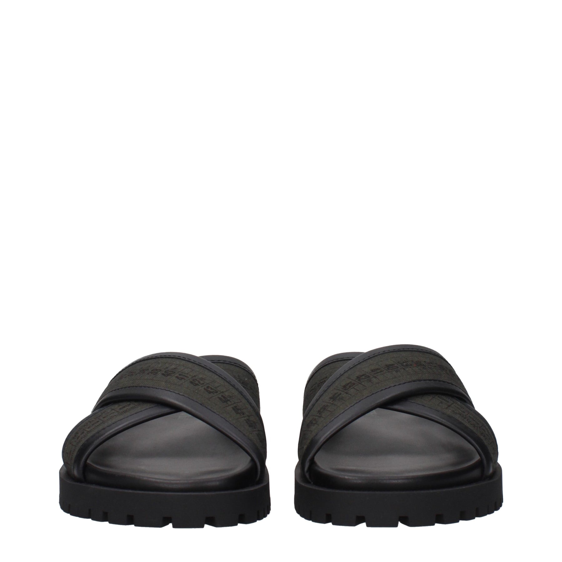 Off-White Green Fabric Flat Sandals | Regal Royce