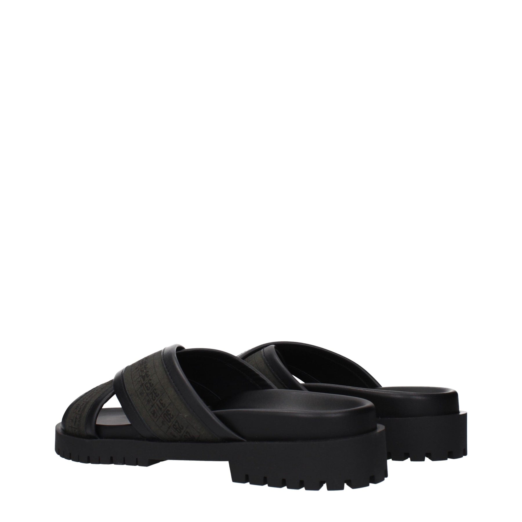 Off-White Green Fabric Flat Sandals | Regal Royce