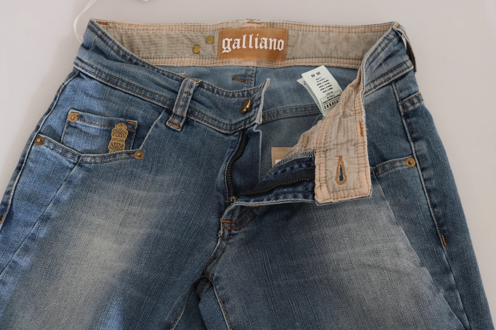 John Galliano Blue Washed Mid Waist Skinny Casual Denim Pants | Regal Royce