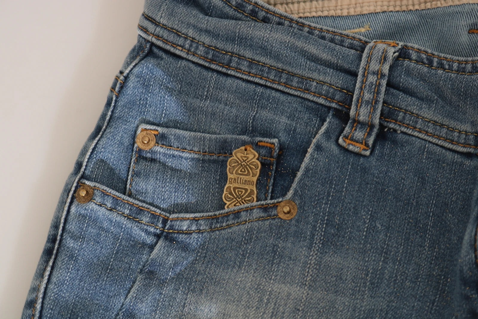 John Galliano Blue Washed Mid Waist Skinny Casual Denim Pants | Regal Royce