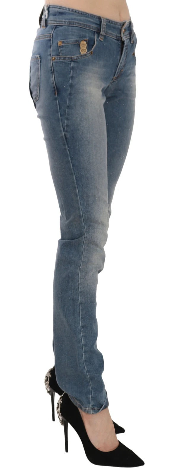 John Galliano Blue Washed Mid Waist Skinny Casual Denim Pants | Regal Royce