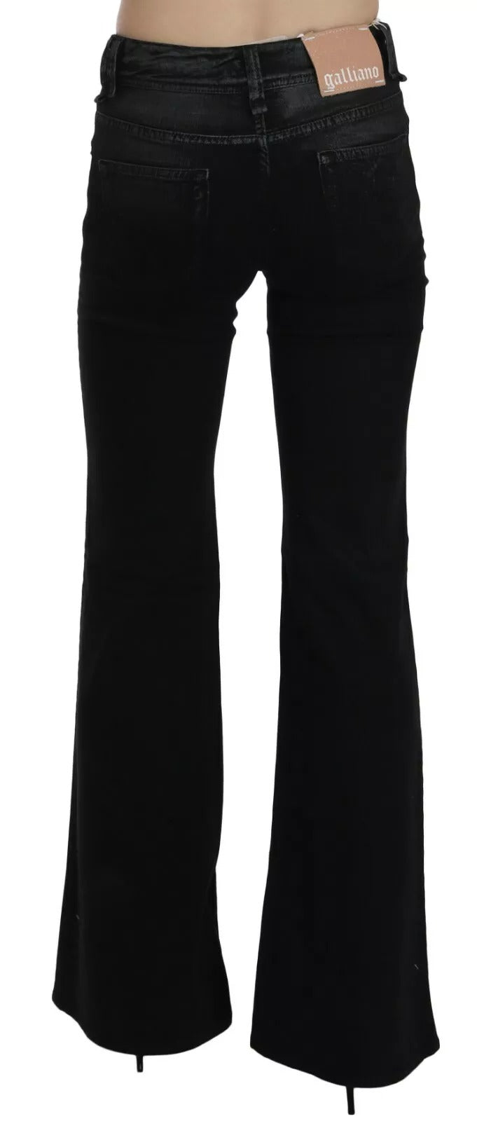 John Galliano Black Washed High Waist Flared Denim Casual Pants Jeans | Regal Royce