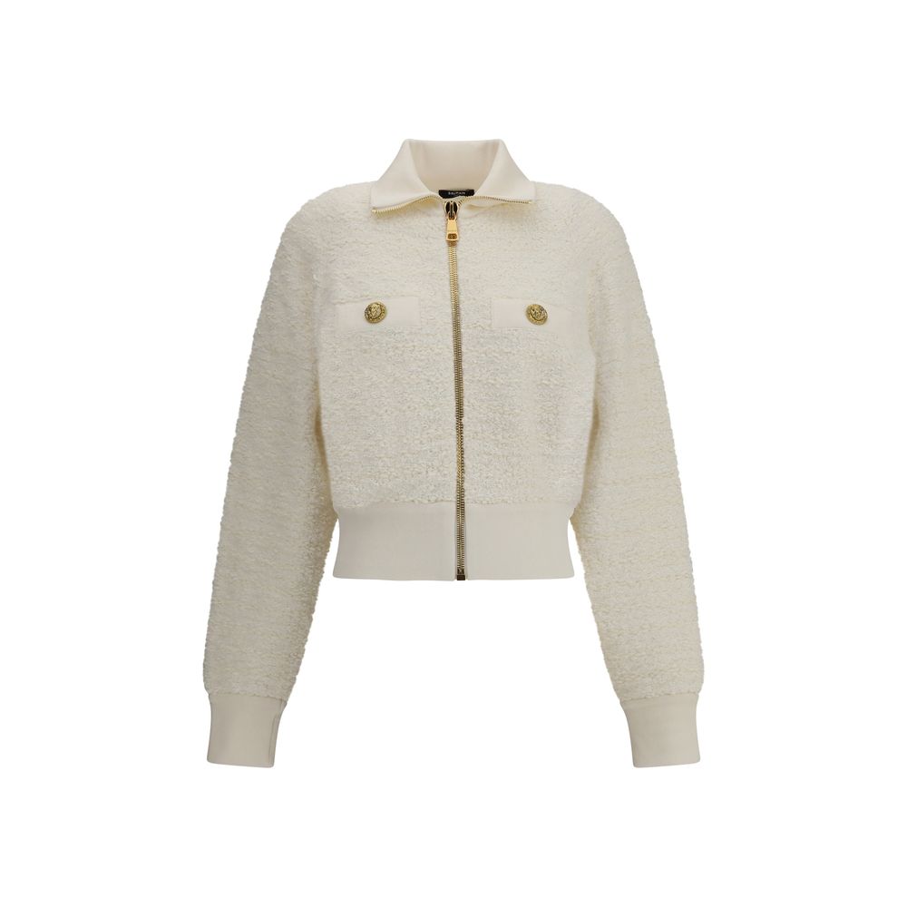 Balmain White Viscose Bomber | Regal Royce