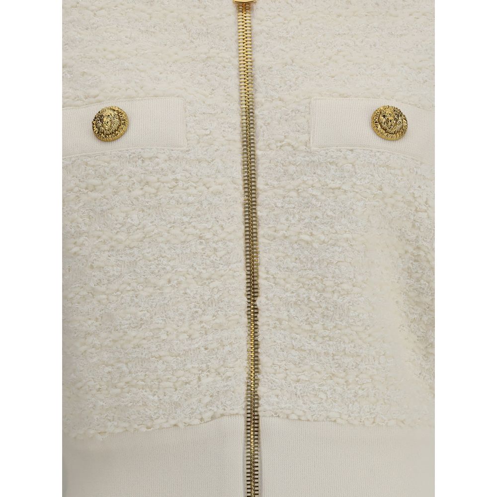 Balmain White Viscose Bomber | Regal Royce