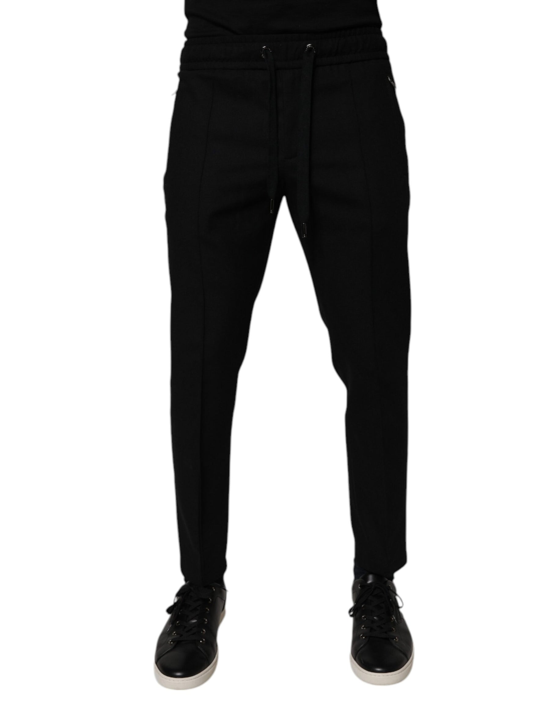 Dolce & Gabbana Black Wool Skinny Jogger Men Trouser Pants | Regal Royce