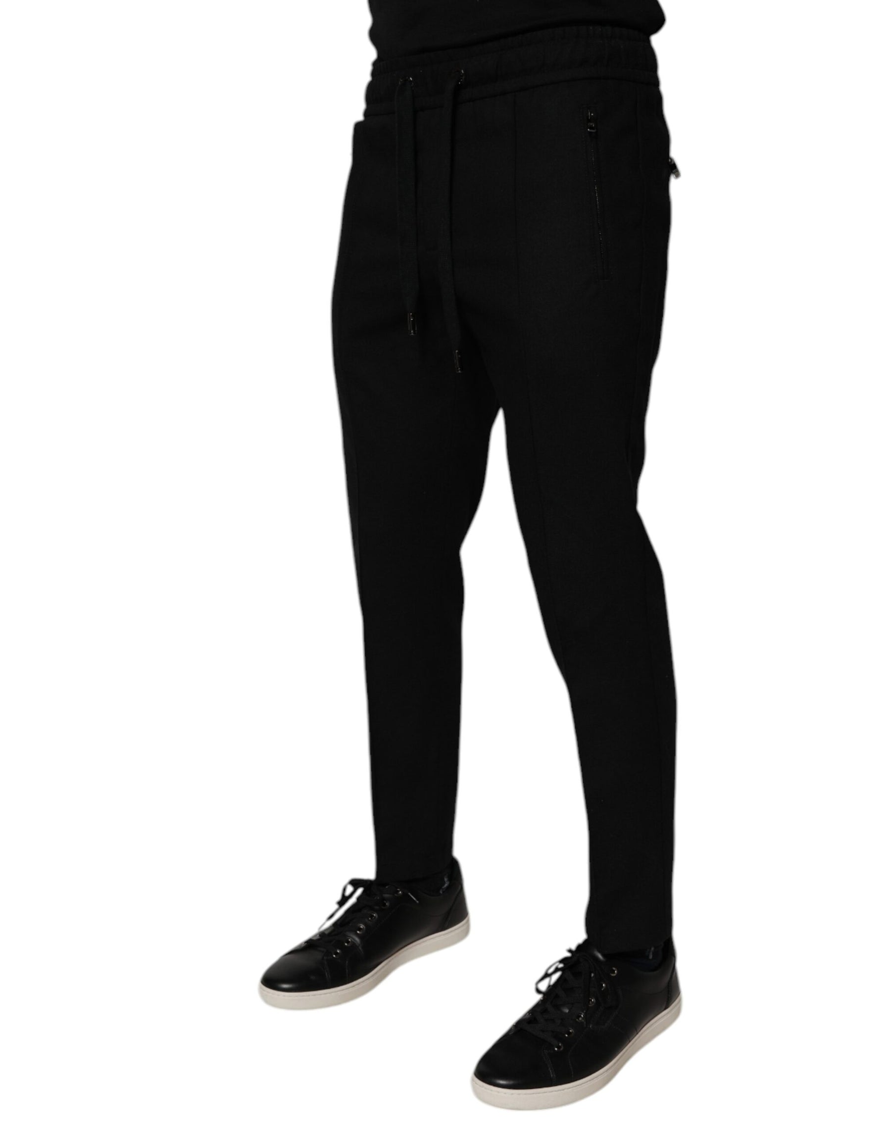 Dolce & Gabbana Black Wool Skinny Jogger Men Trouser Pants | Regal Royce