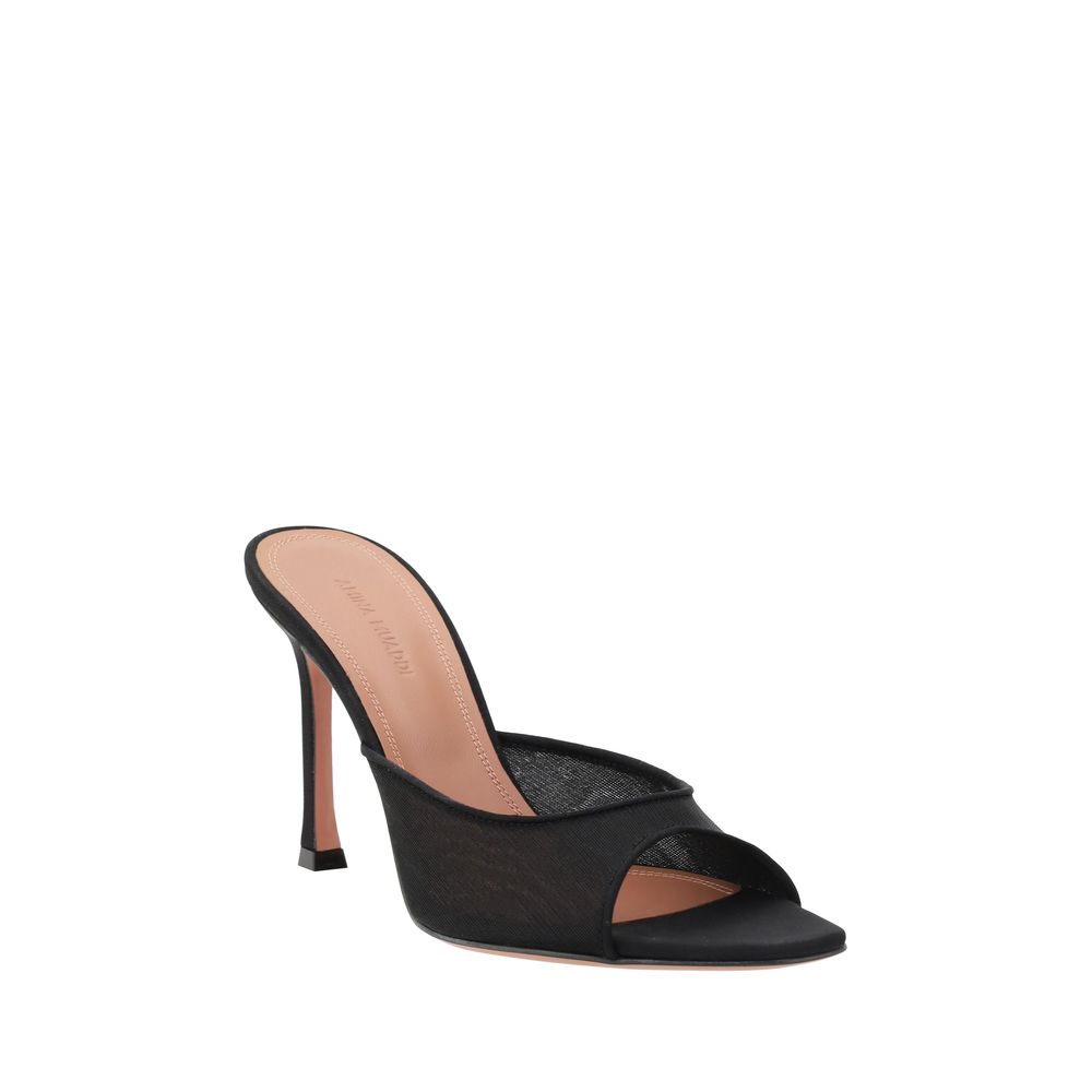 Amina Muaddi Black Fabric Stiletto Heel Sandals | Regal Royce