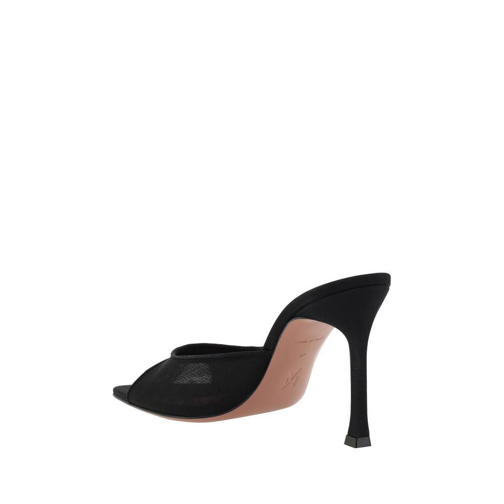 Amina Muaddi Black Fabric Stiletto Heel Sandals | Regal Royce