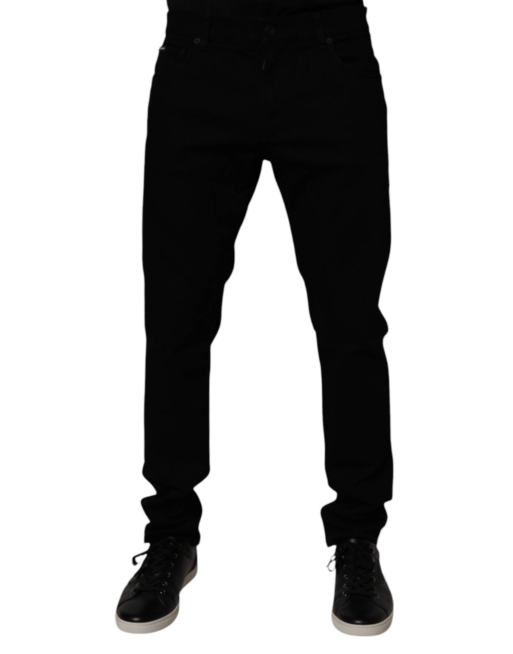 Dolce & Gabbana Black Cotton Stretch Skinny Men Denim Jeans | Regal Royce