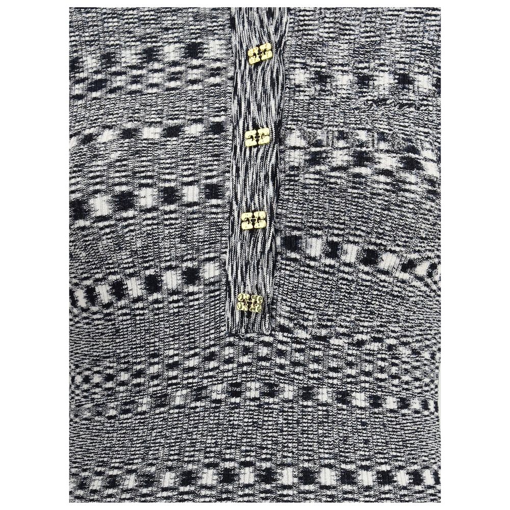 Ganni Black Viscose Polo Shirt | Regal Royce