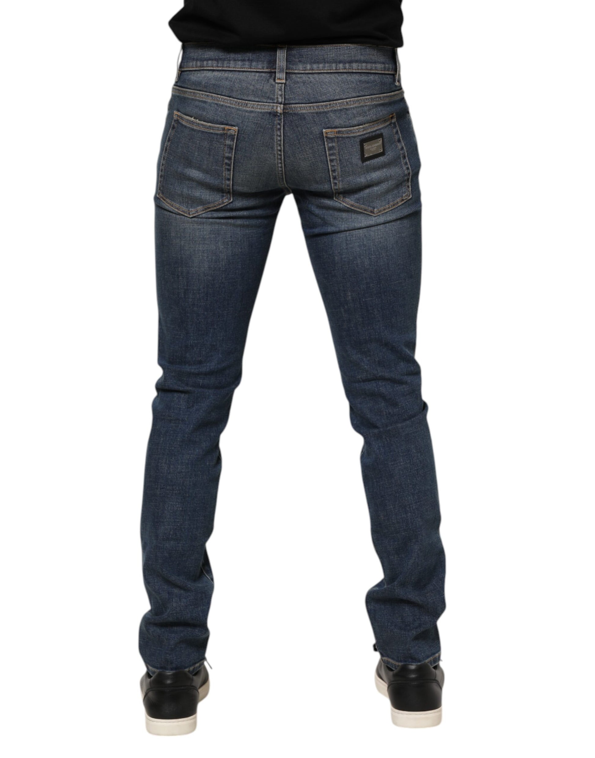 Dolce & Gabbana Blue Washed Cotton Skinny Men Denim Jeans