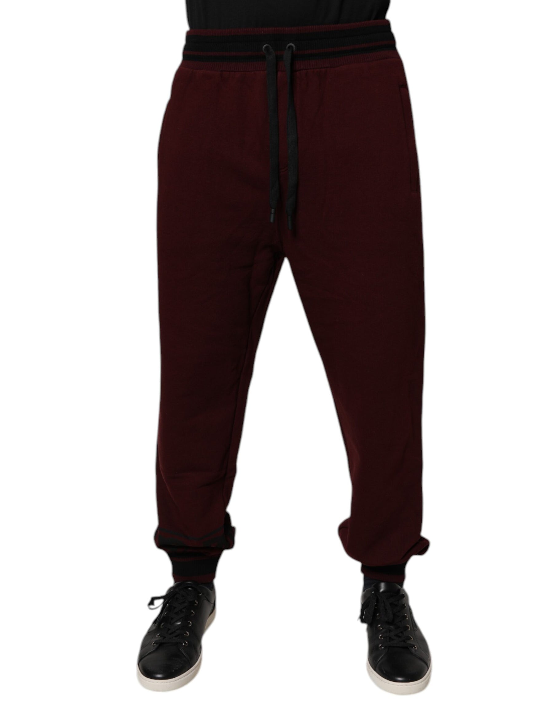 Dolce & Gabbana Maroon Cotton Men Jogger Sweatpants Pants | Regal Royce