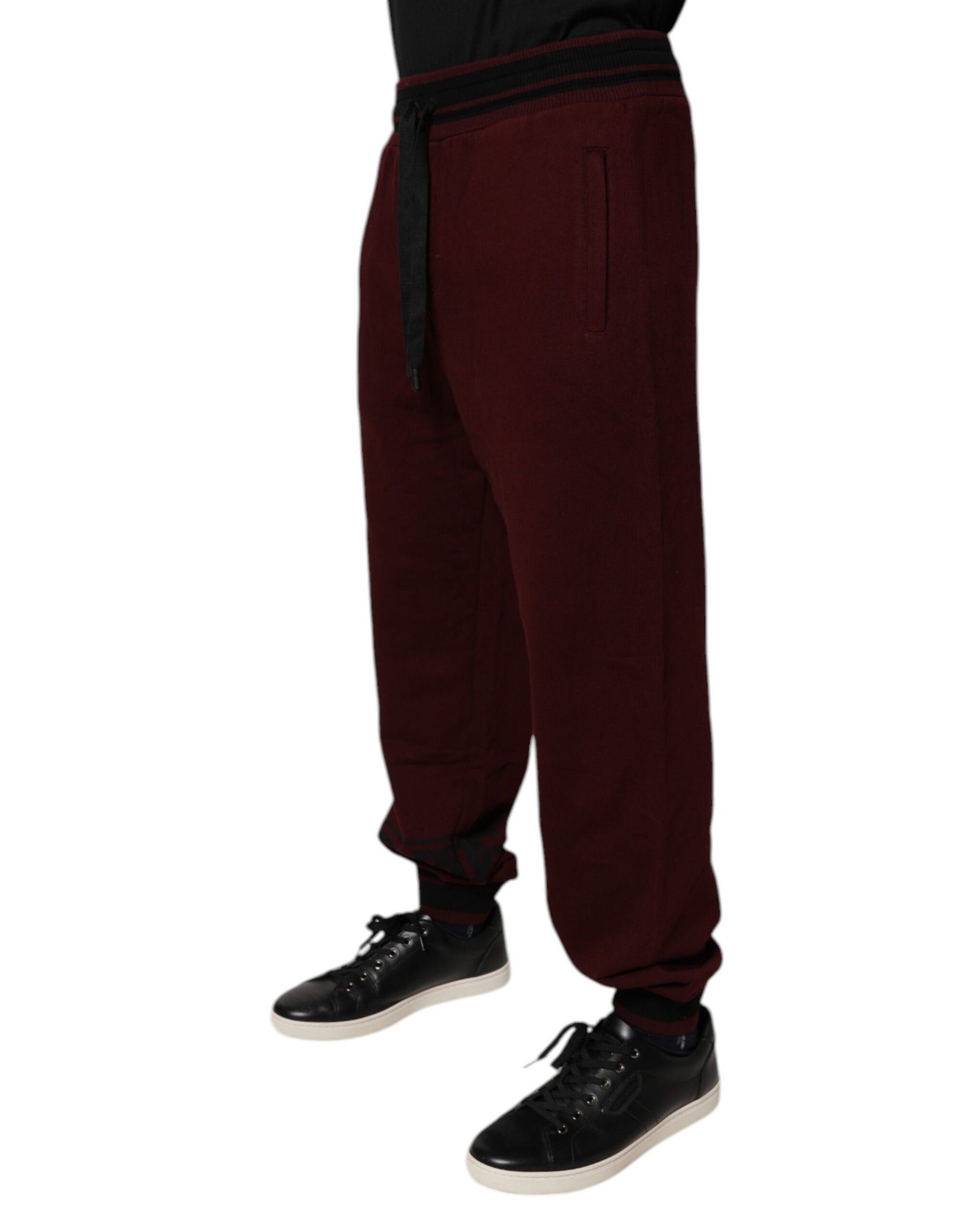 Dolce & Gabbana Maroon Cotton Men Jogger Sweatpants Pants | Regal Royce
