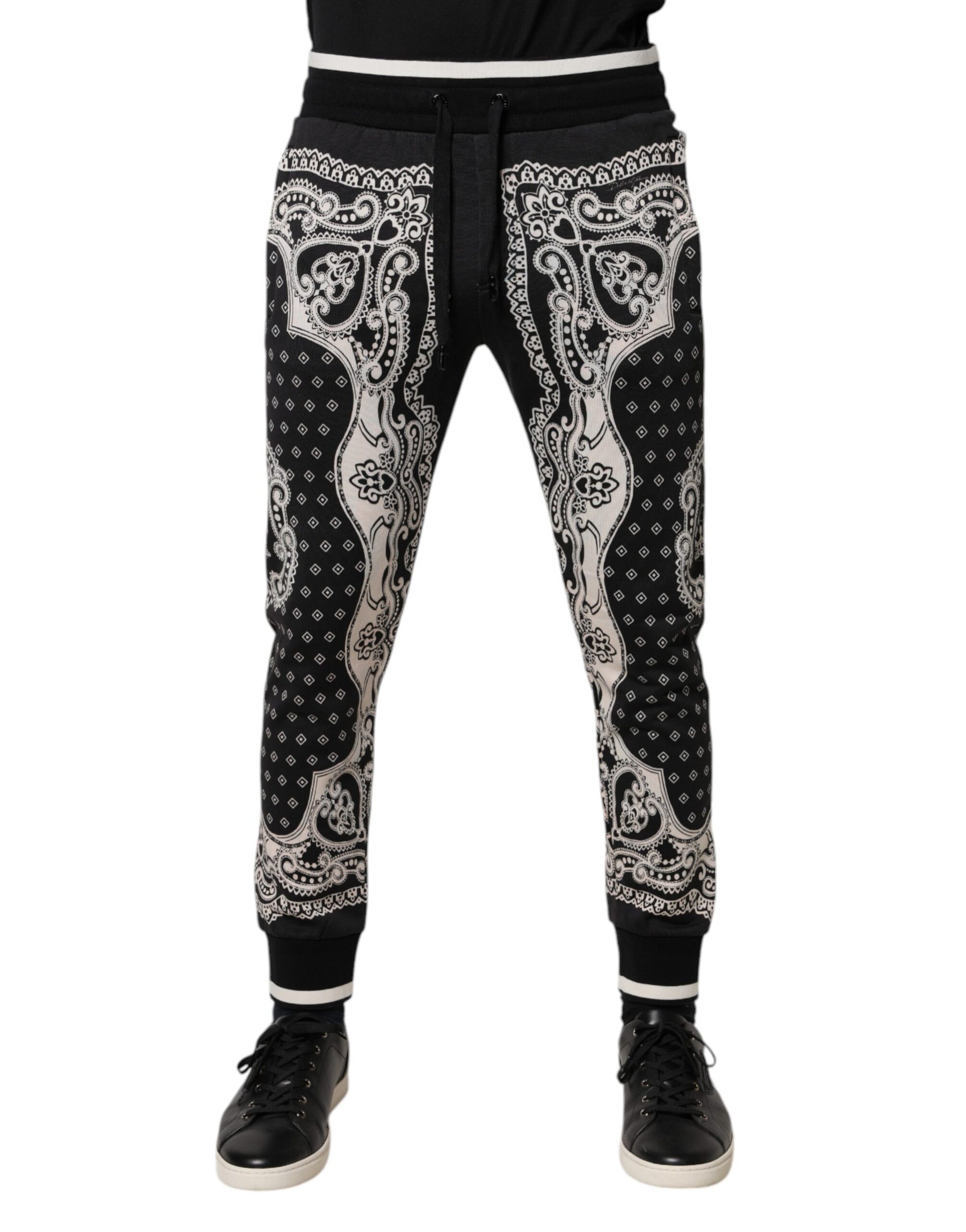 Dolce & Gabbana Black Cotton Bandana Jogger Sweatpants Pants | Regal Royce