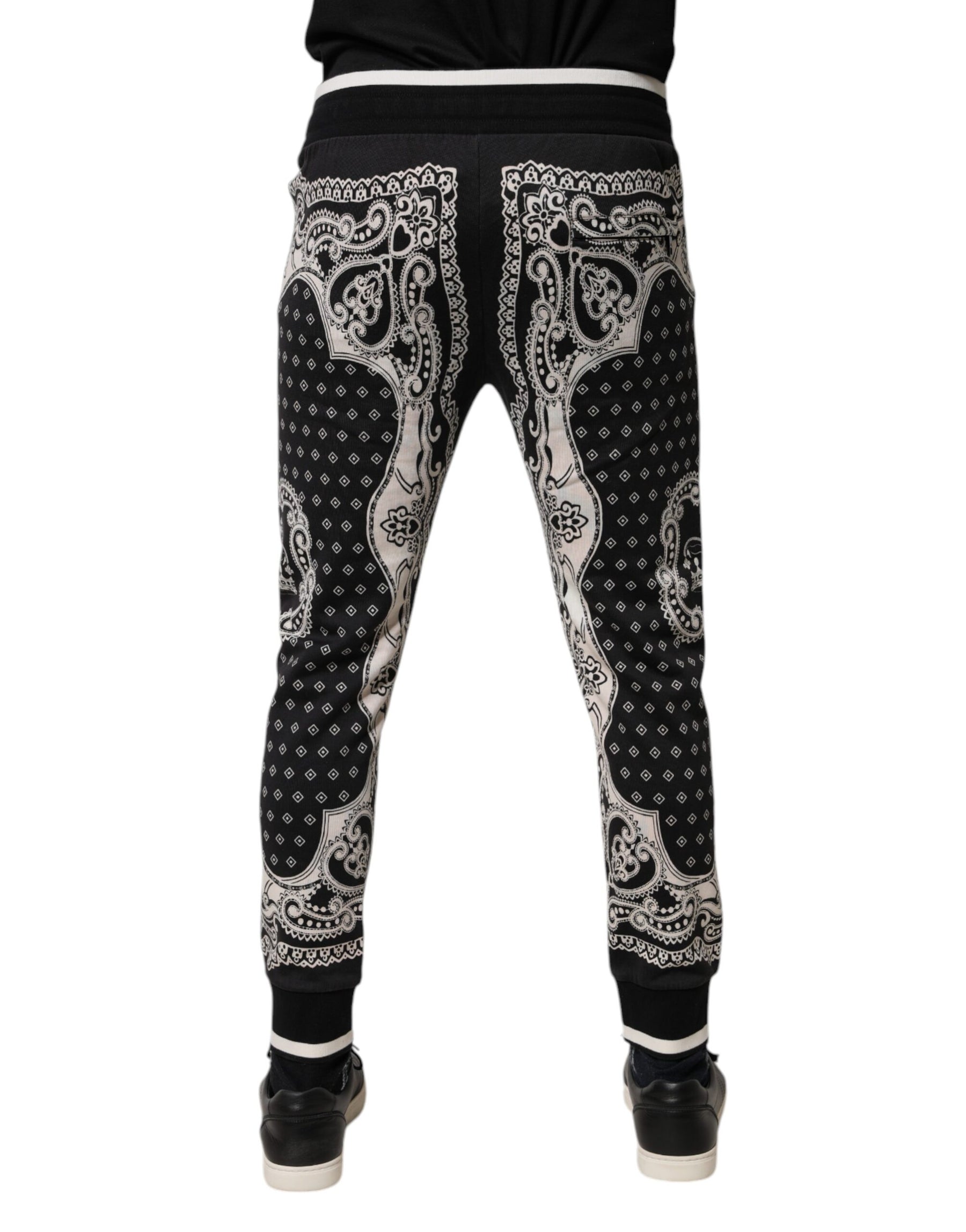 Dolce & Gabbana Black Cotton Bandana Jogger Sweatpants Pants | Regal Royce