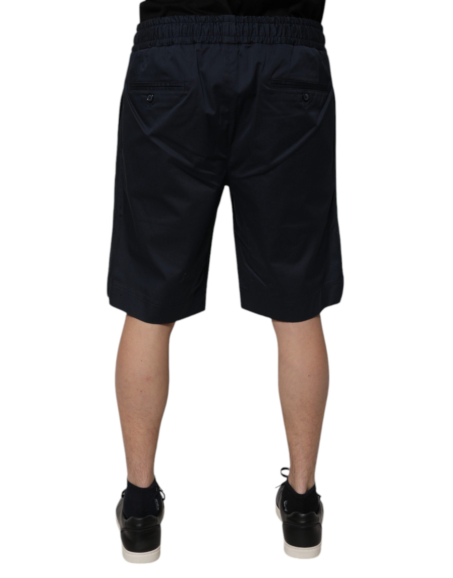 Dolce & Gabbana Navy Blue Cotton Stretch Men Bermuda Shorts | Regal Royce
