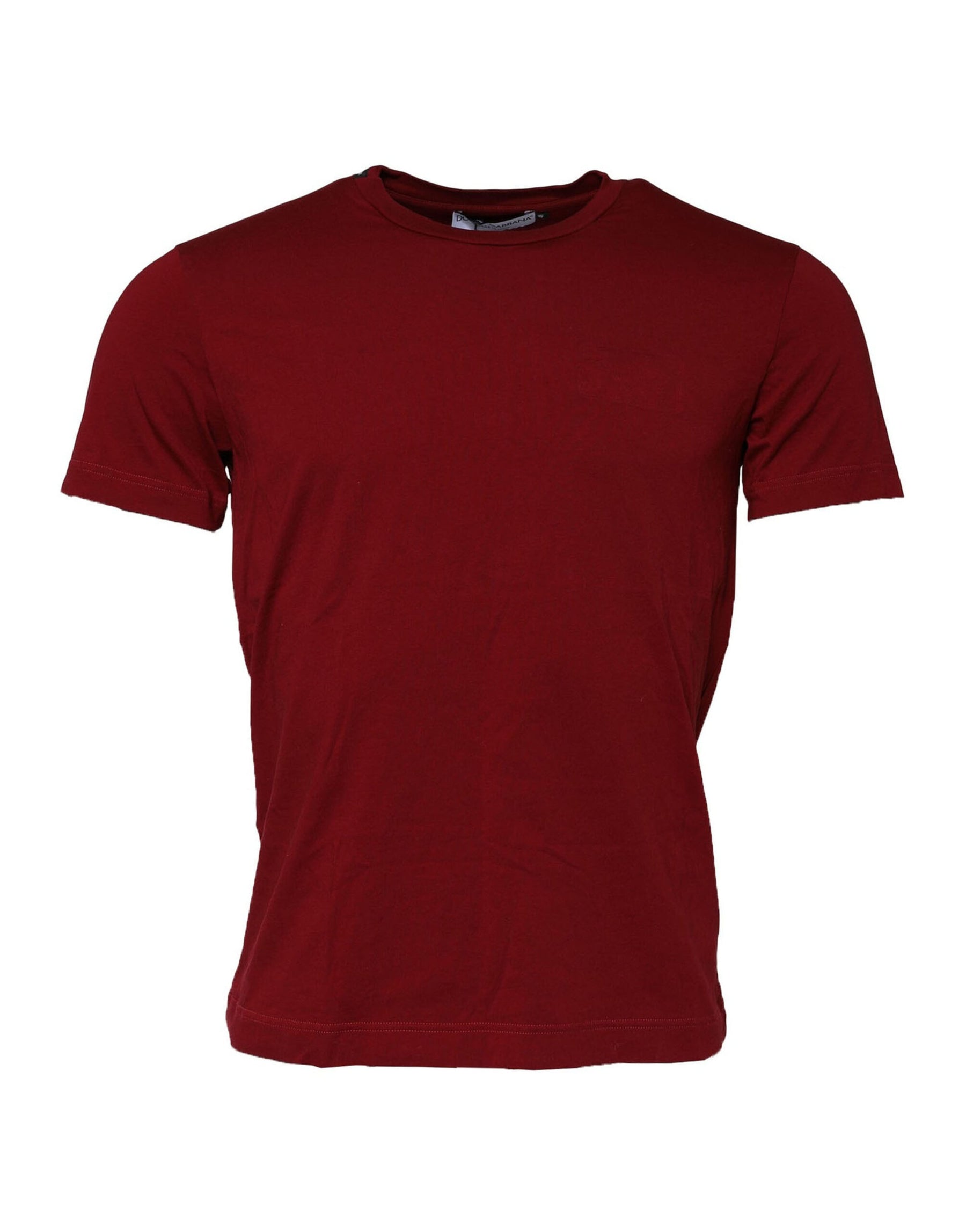Dolce & Gabbana Maroon Cotton Crew Neck Short Sleeves T-Shirt | Regal Royce