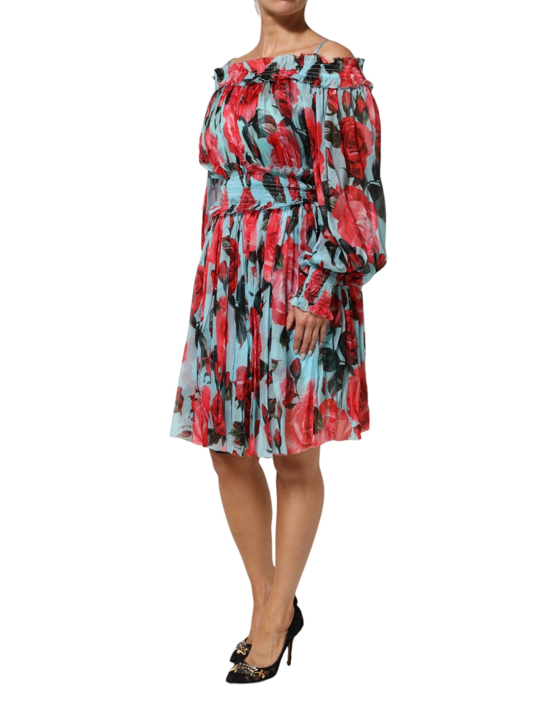 Dolce & Gabbana Multicolor Romantic Floral Silk Chiffon Dress | Regal Royce
