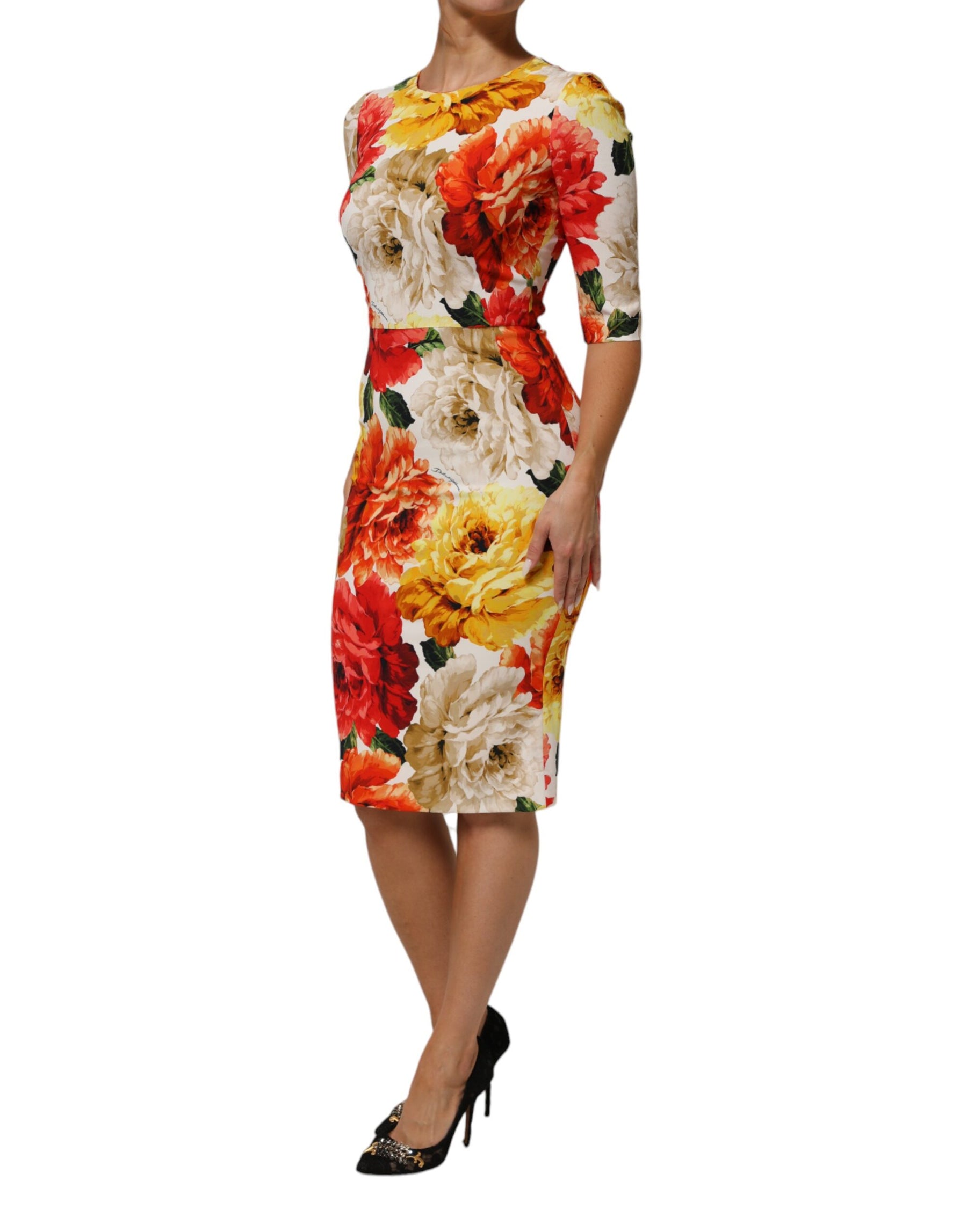 Dolce & Gabbana Multicolor Floral Print Viscose Sheath Dress | Regal Royce