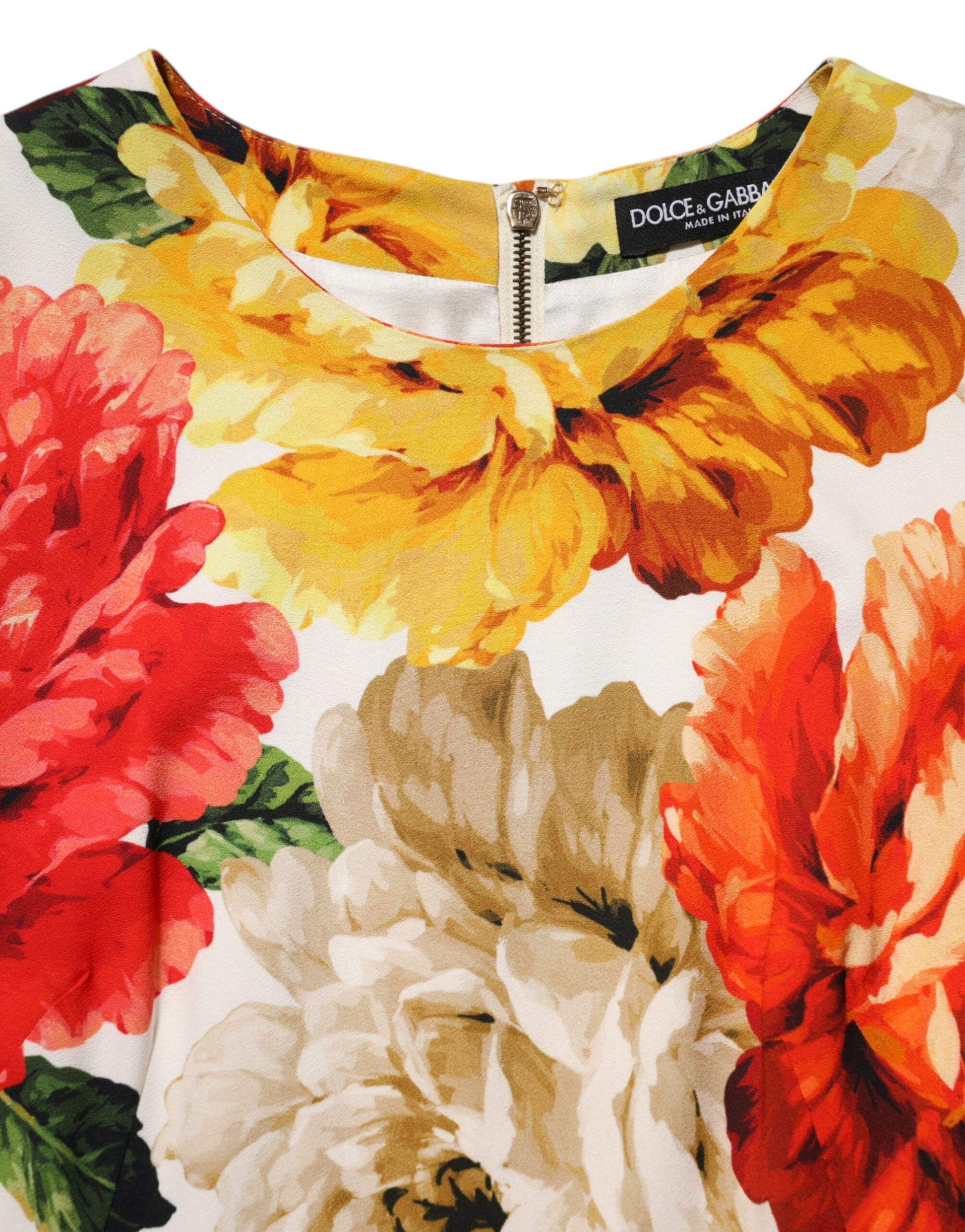 Dolce & Gabbana Multicolor Floral Print Viscose Sheath Dress