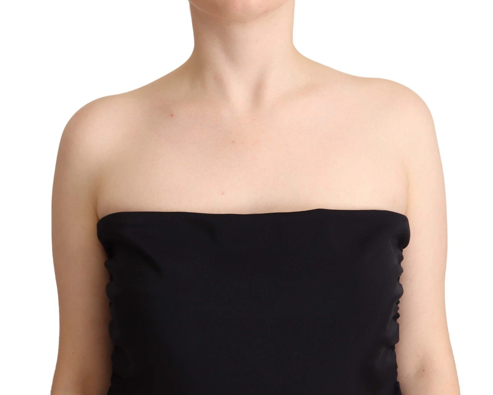 GF Ferre Black Lyocell Strapless Straight Trouser Jumpsuit | Regal Royce