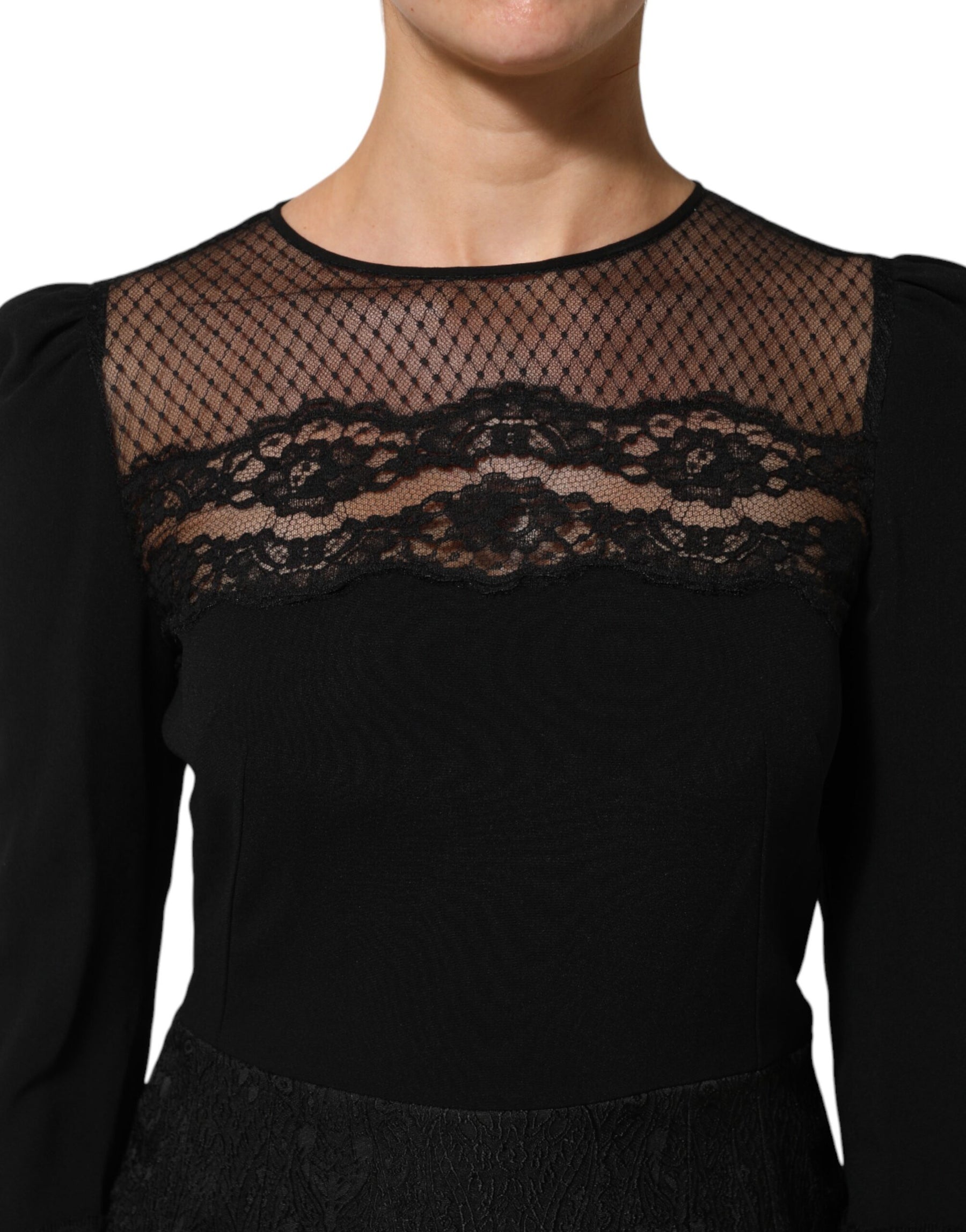 Dolce & Gabbana Black Floral Lace Trim Sheath A-line Dress | Regal Royce