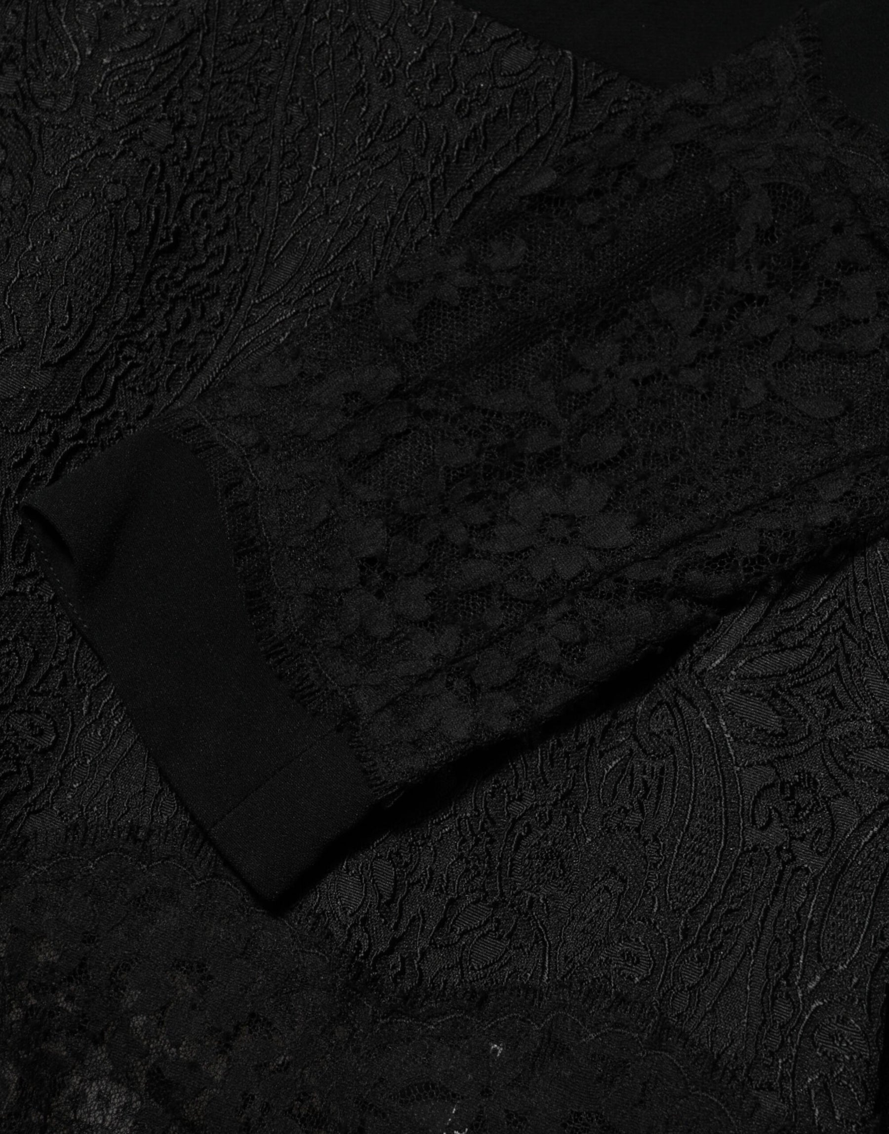 Dolce & Gabbana Black Floral Lace Trim Sheath A-line Dress | Regal Royce