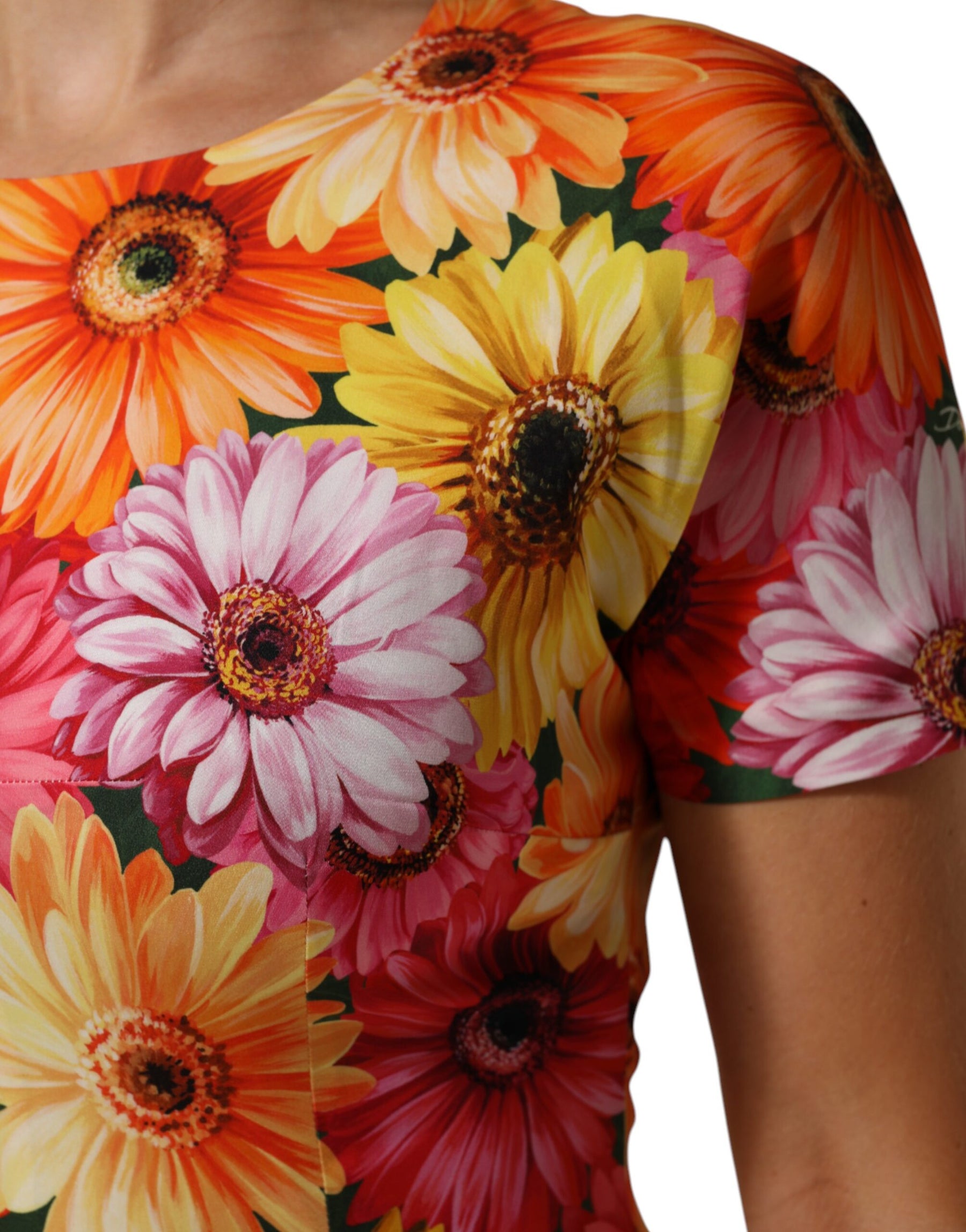 Dolce & Gabbana Multicolor Floral Print SilkSheath Midi Dress | Regal Royce