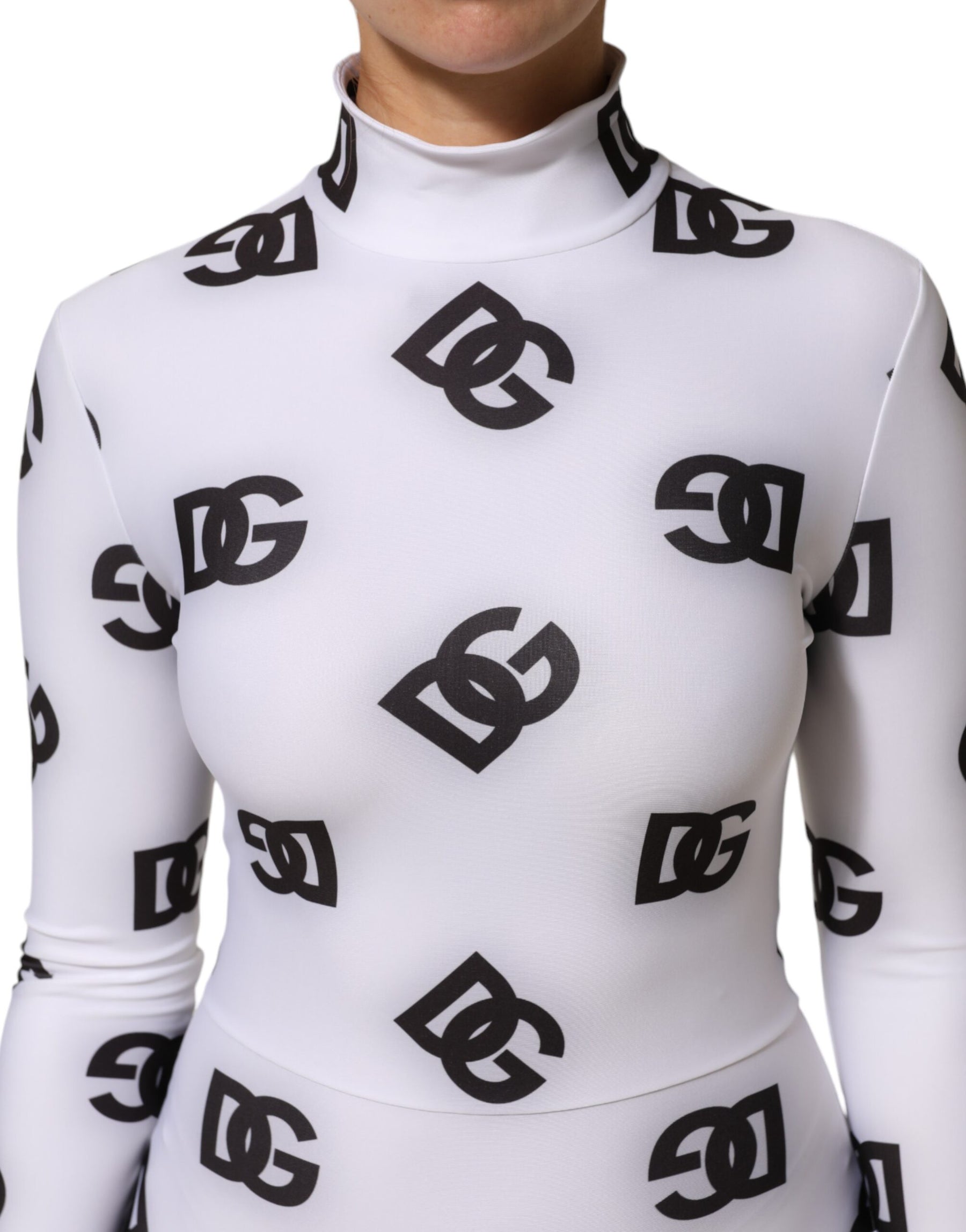 Dolce & Gabbana Black White Logo Monogram Long Sleeves Jumpsuit Dress | Regal Royce