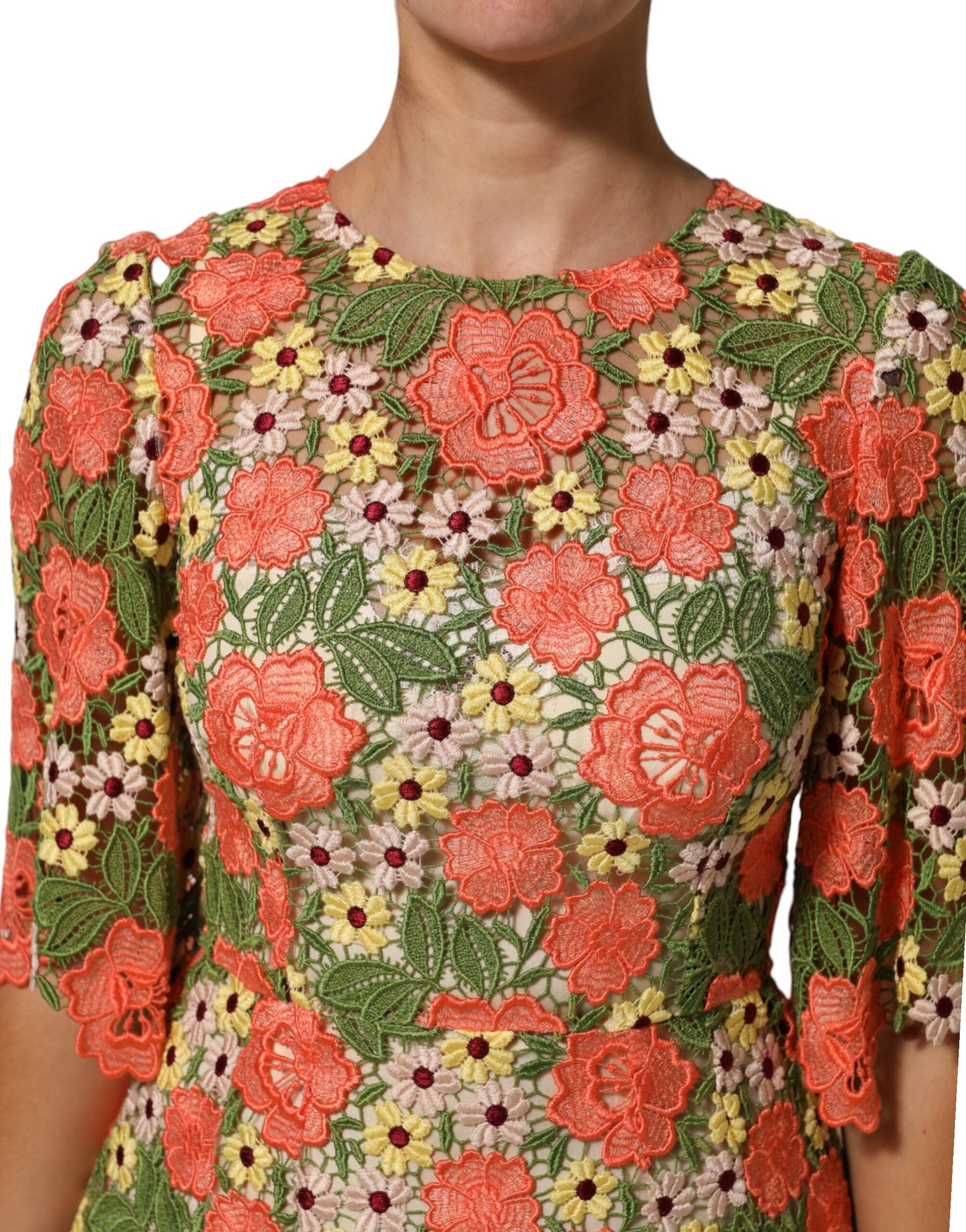 Dolce & Gabbana Multicolor Floral Embroidery Aline Mini Dress | Regal Royce