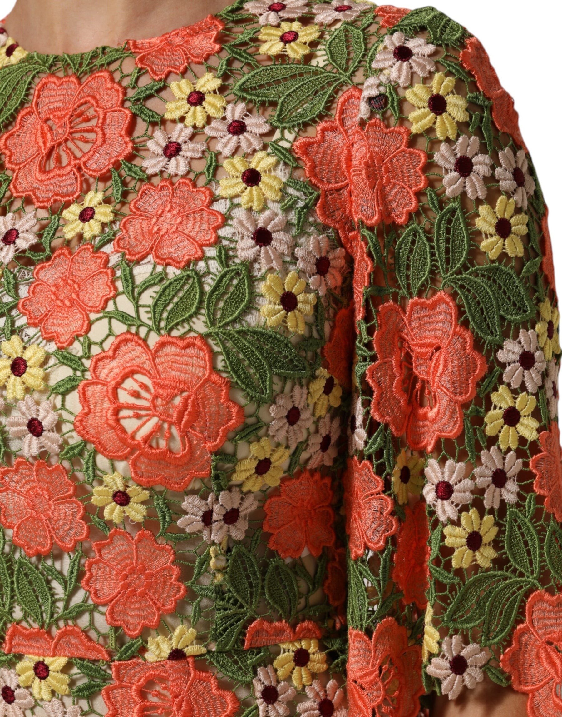 Dolce & Gabbana Multicolor Floral Embroidery Aline Mini Dress | Regal Royce