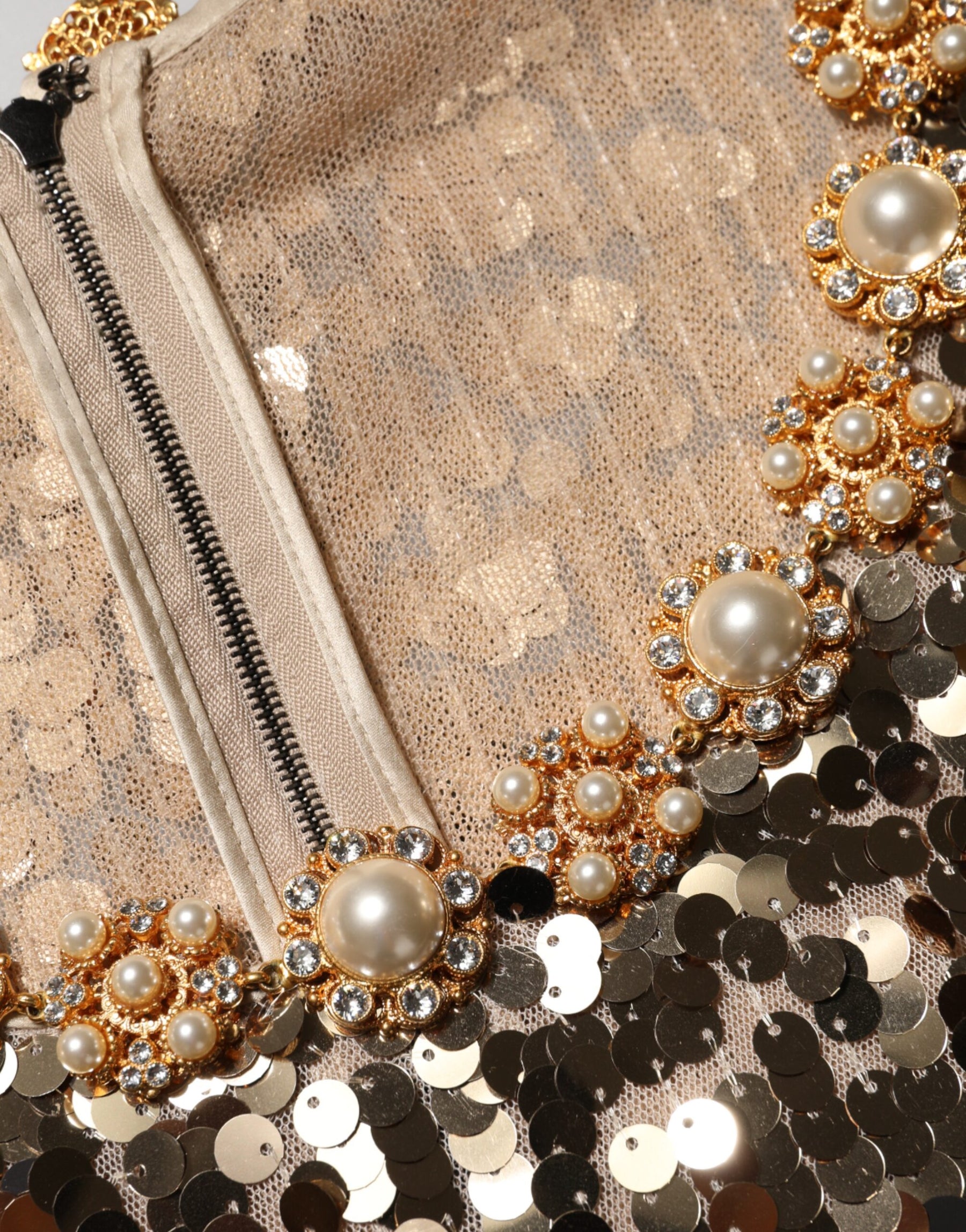 Dolce & Gabbana Gold Sequined Nylon A-line Sheath Mini Dress | Regal Royce