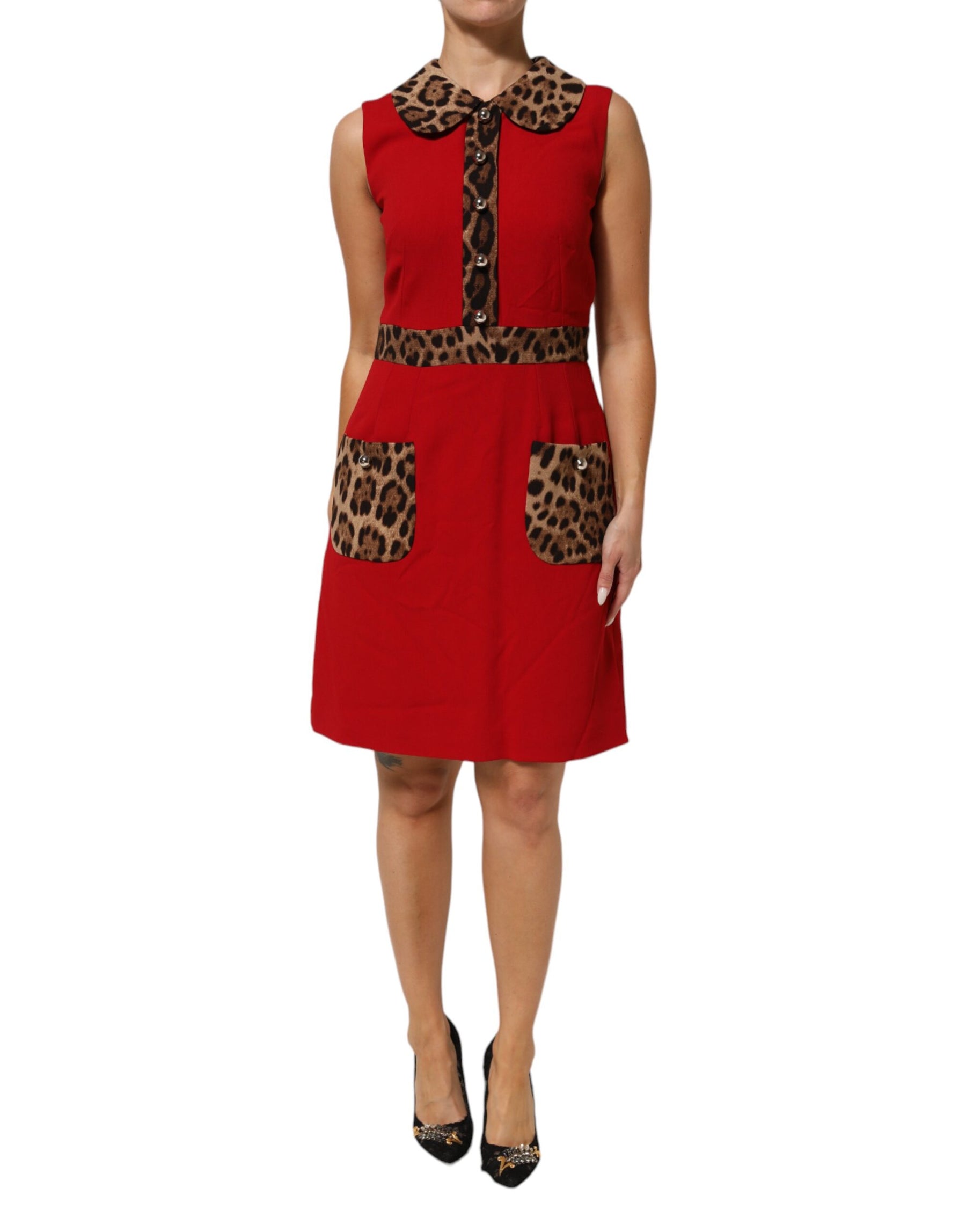 Dolce & Gabbana Red Leopard Viscose Sheath A-line Dress | Regal Royce
