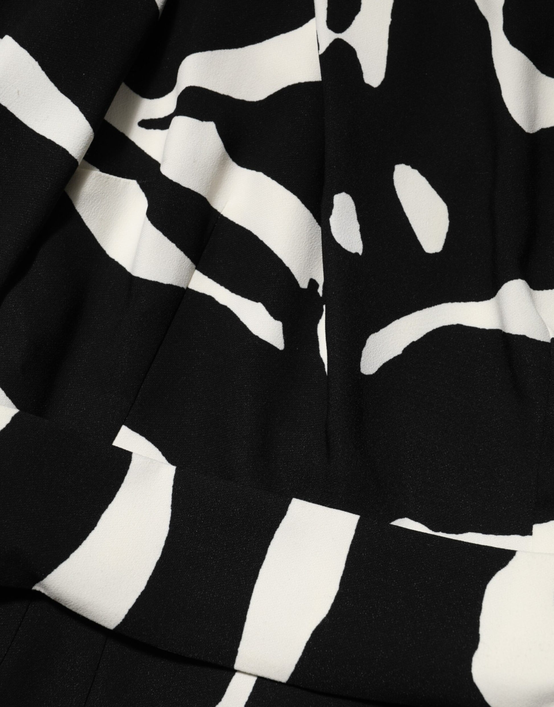 Dolce & Gabbana Black White One Shoulder High Slit Mini Dress