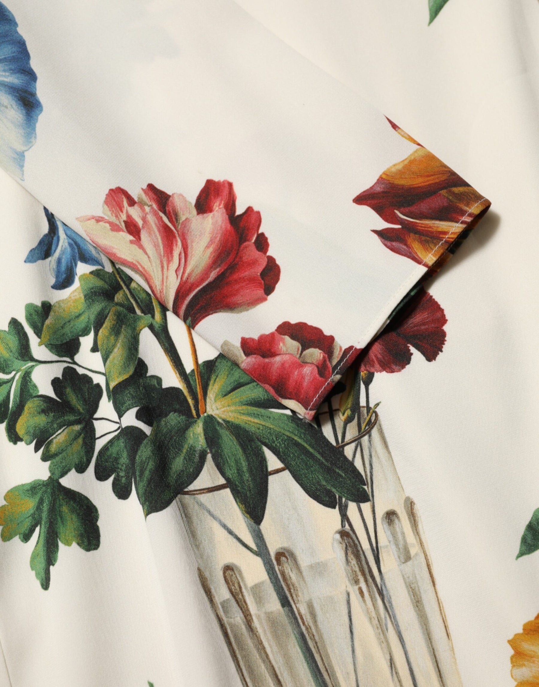 Dolce & Gabbana White Flower Vase Silk Sheath Midi Dress | Regal Royce