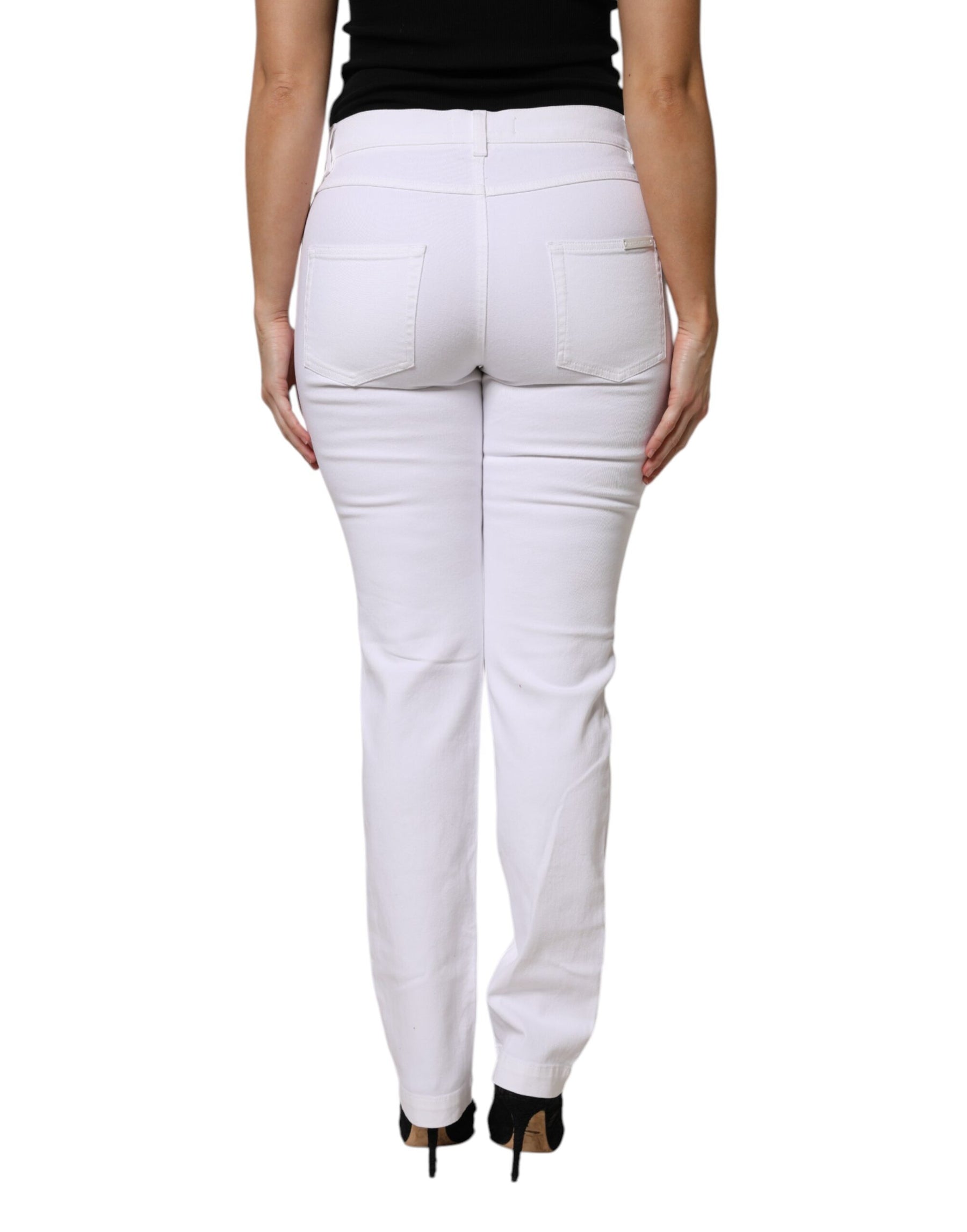 Dolce & Gabbana White GIRLY Floral Embroidery Denim Jeans | Regal Royce