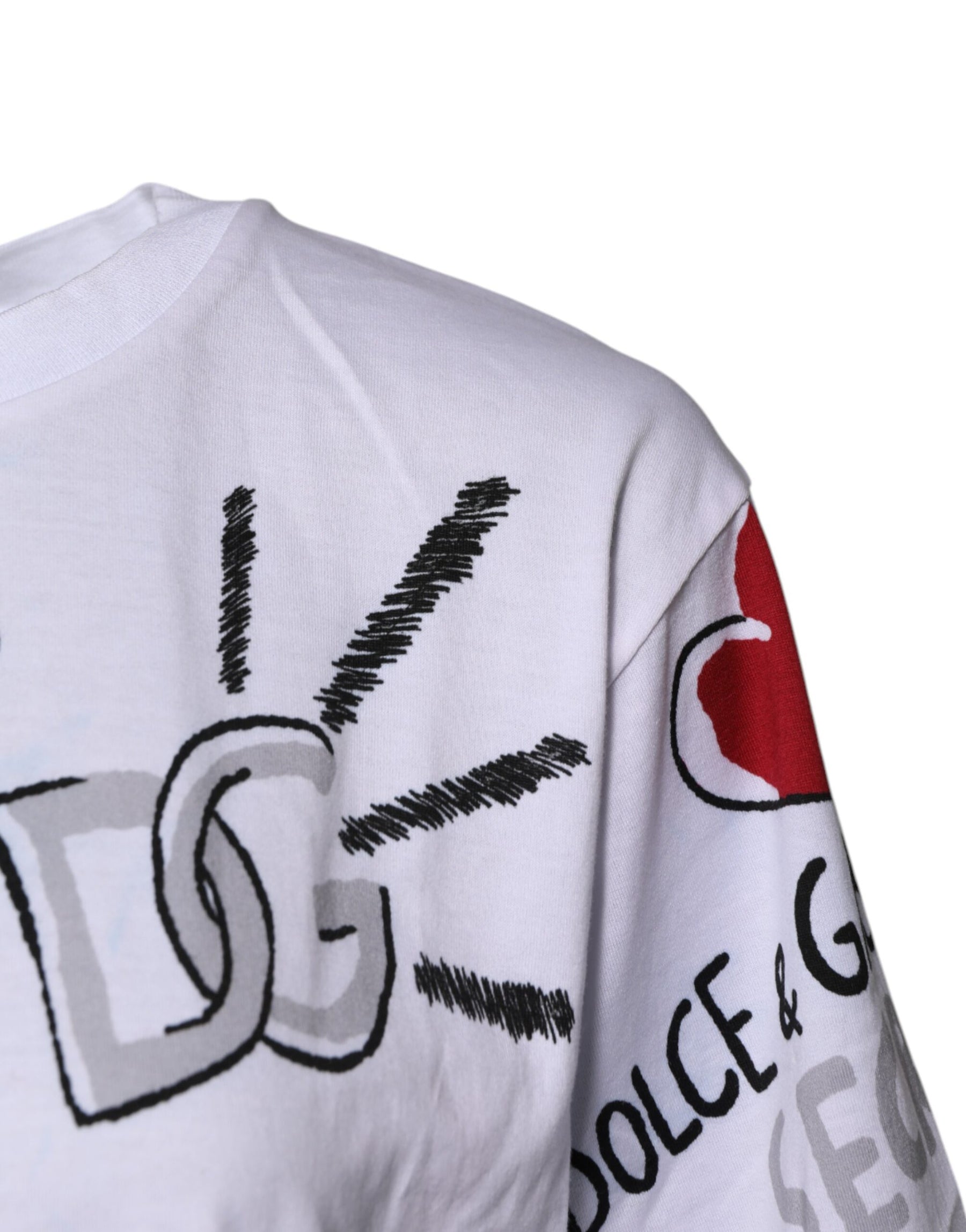 Dolce & Gabbana White Graphic Crew Neck Short Sleeves T-shirt | Regal Royce
