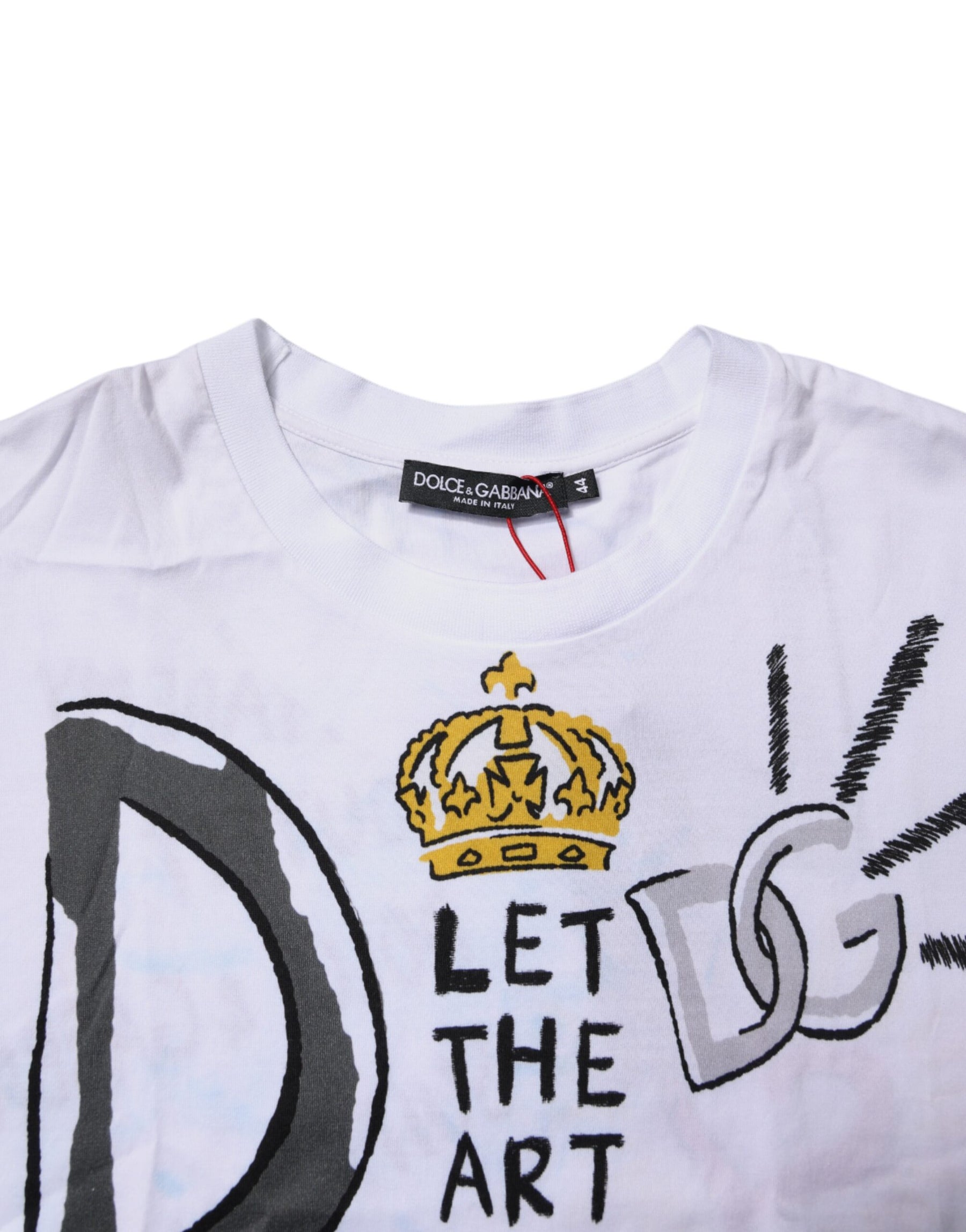 Dolce & Gabbana White Graphic Crew Neck Short Sleeves T-shirt | Regal Royce