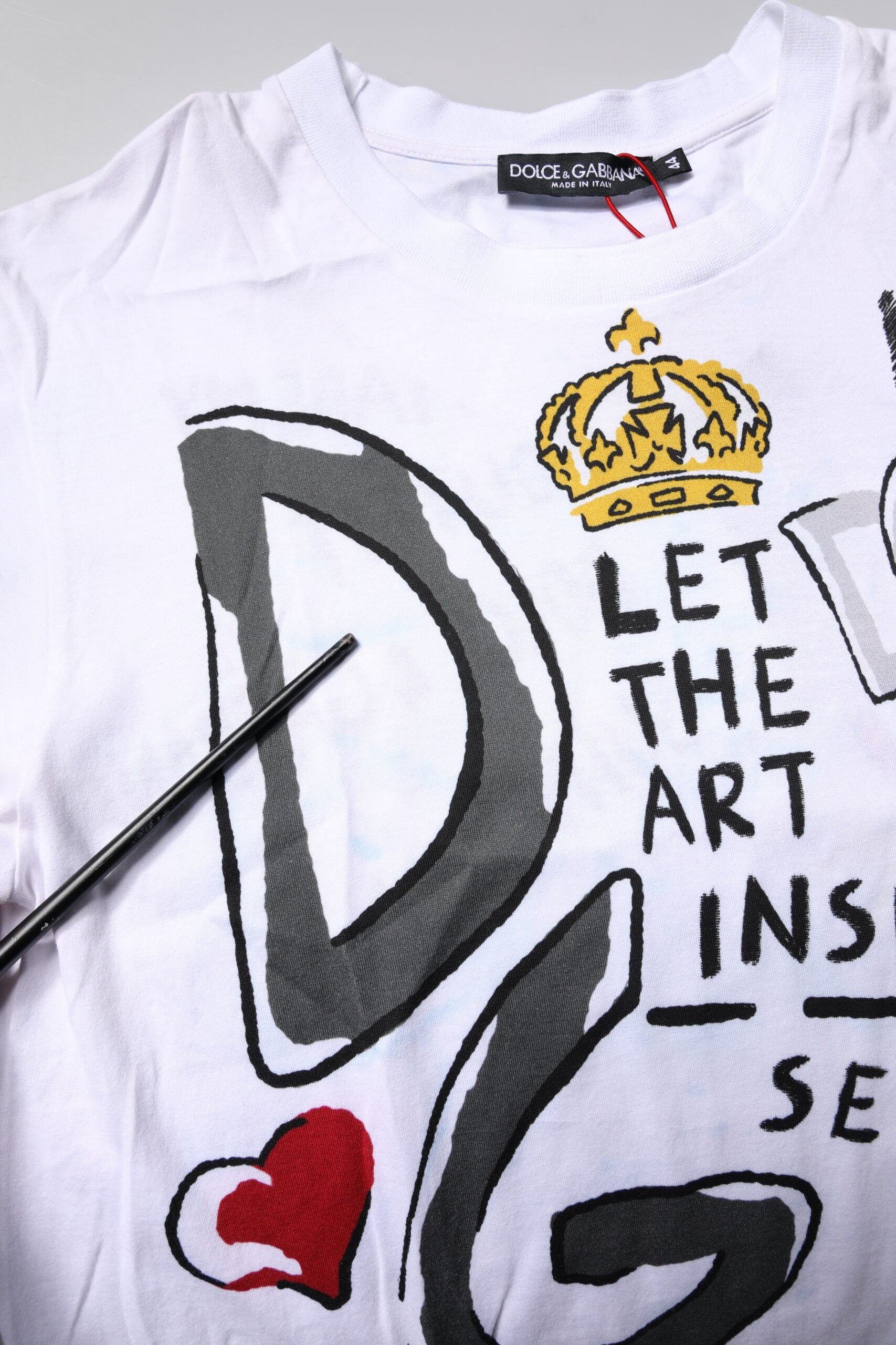 Dolce & Gabbana White Graphic Crew Neck Short Sleeves T-shirt | Regal Royce