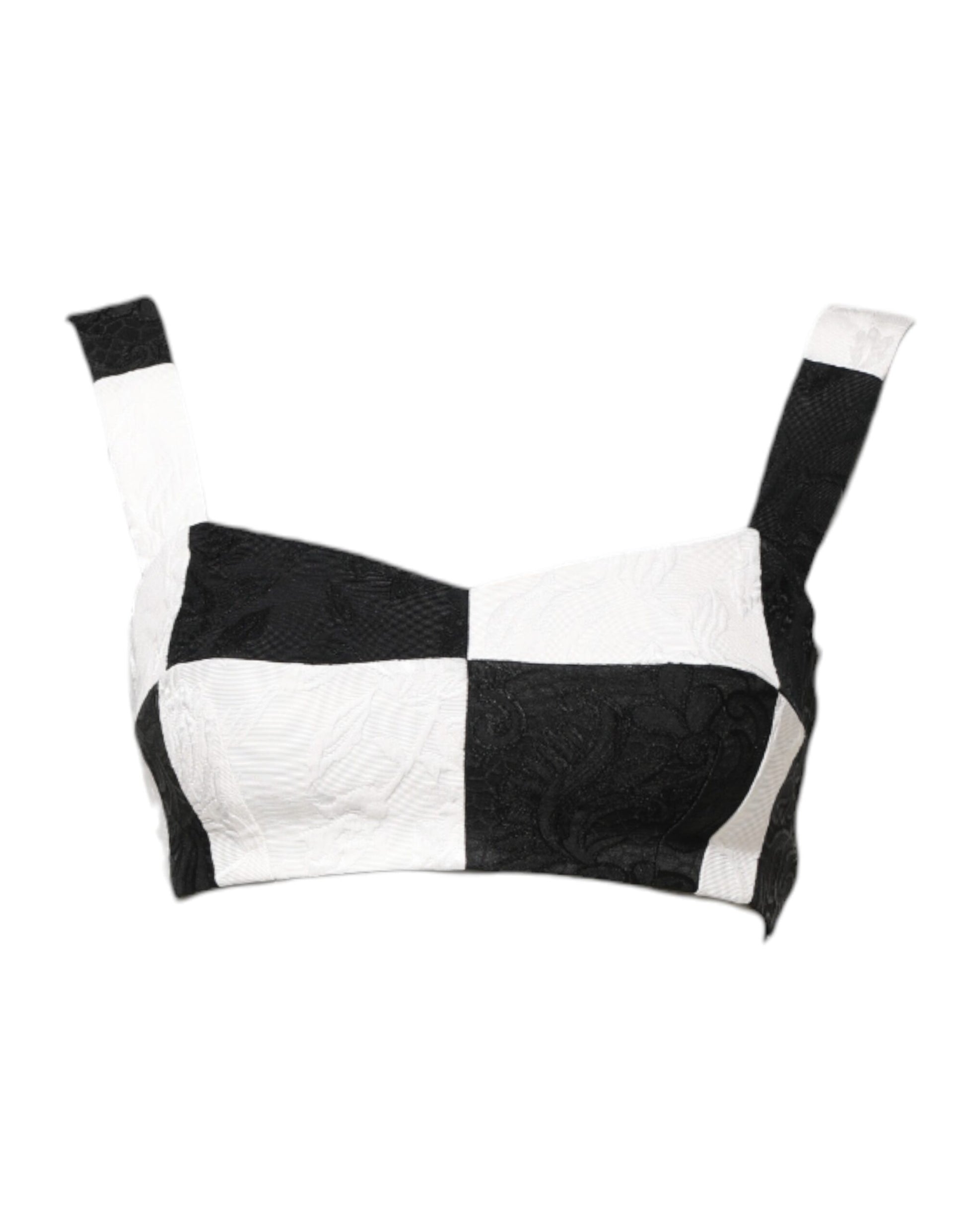 Dolce & Gabbana Black White Cropped Bustier Corset Bra Top