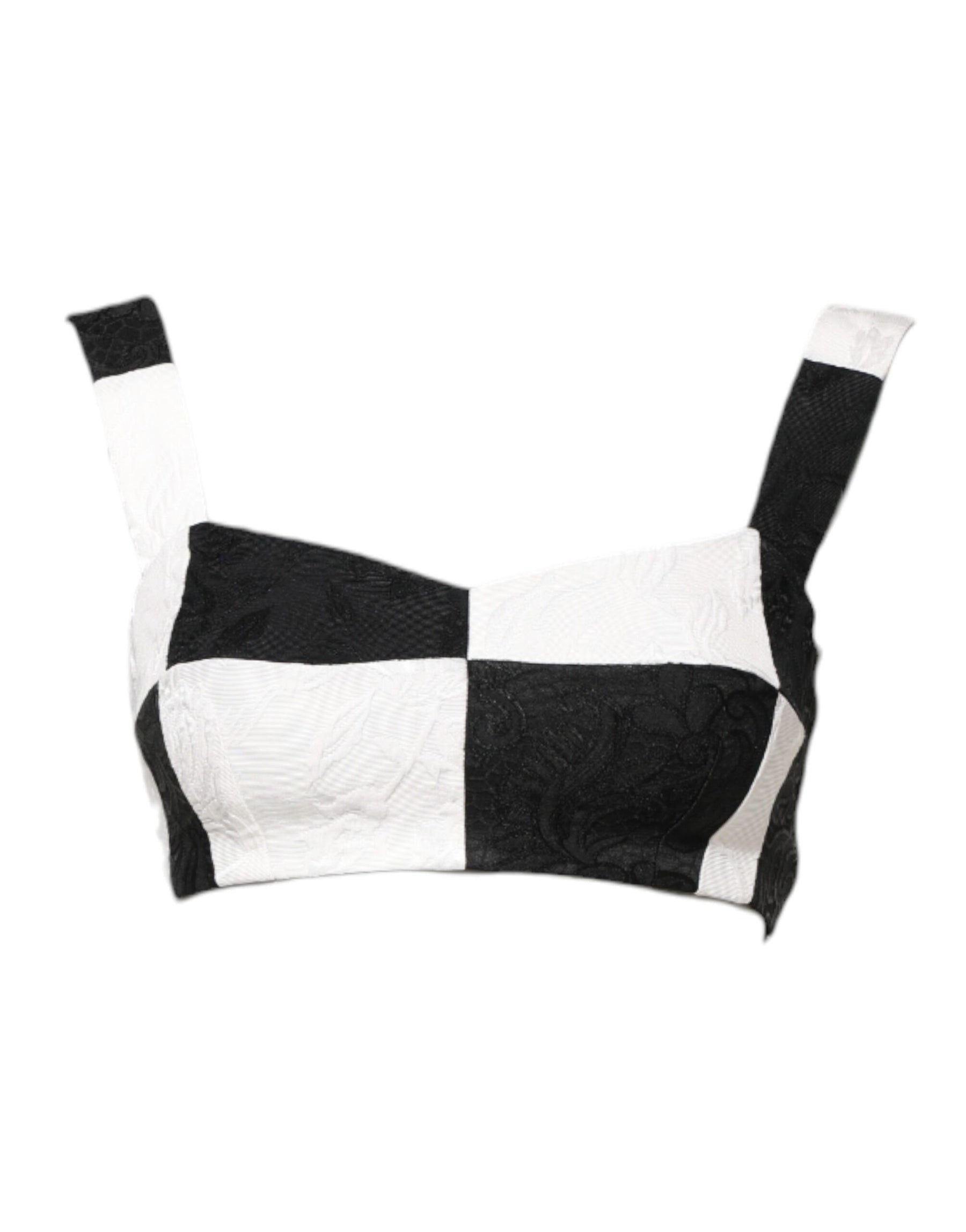 Dolce & Gabbana Black White Cropped Bustier Corset Bra Top | Regal Royce