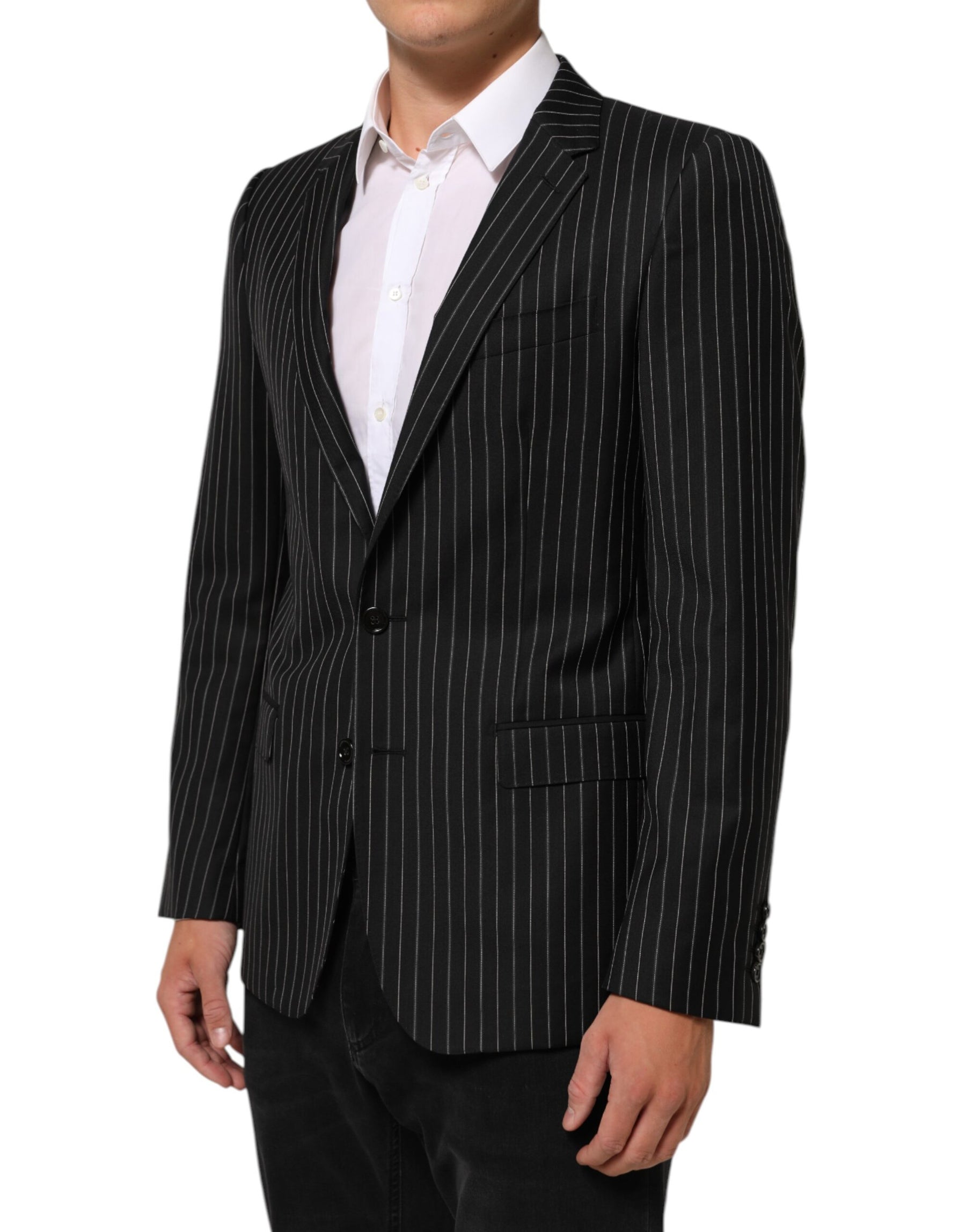 Dolce & Gabbana Black Stripes MARTINI 1 Button Suit Blazer | Regal Royce