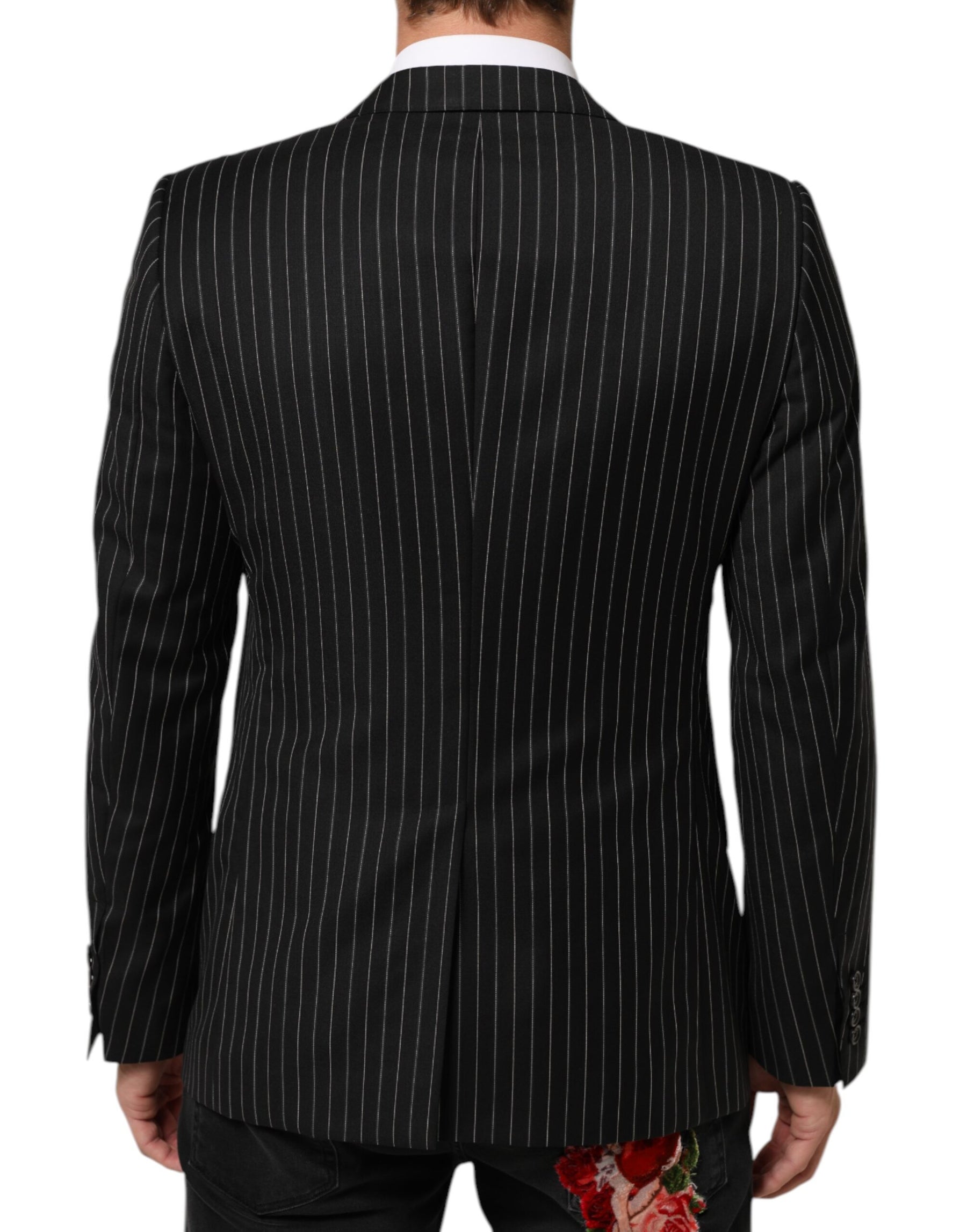 Dolce & Gabbana Black Stripes MARTINI 1 Button Suit Blazer | Regal Royce